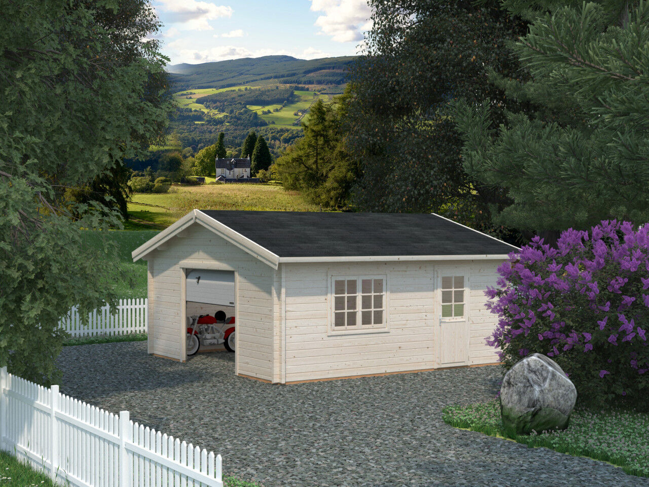 Palmako Holzgarage Roger 27,7 m² mit Sektionaltor