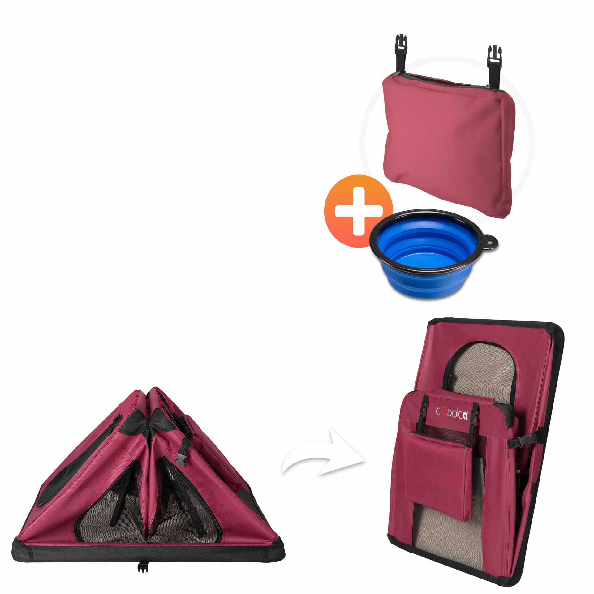 Hundebox faltbar L 70x52x50cm Dunkelrot