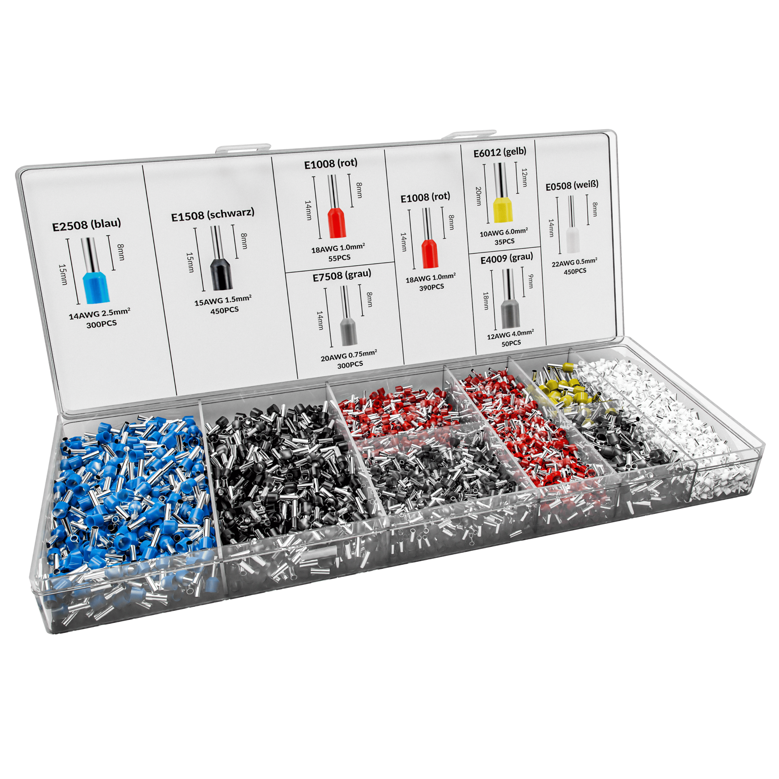 Crimpzange Sechskant inkl 2000 Stk Aderendhülsen