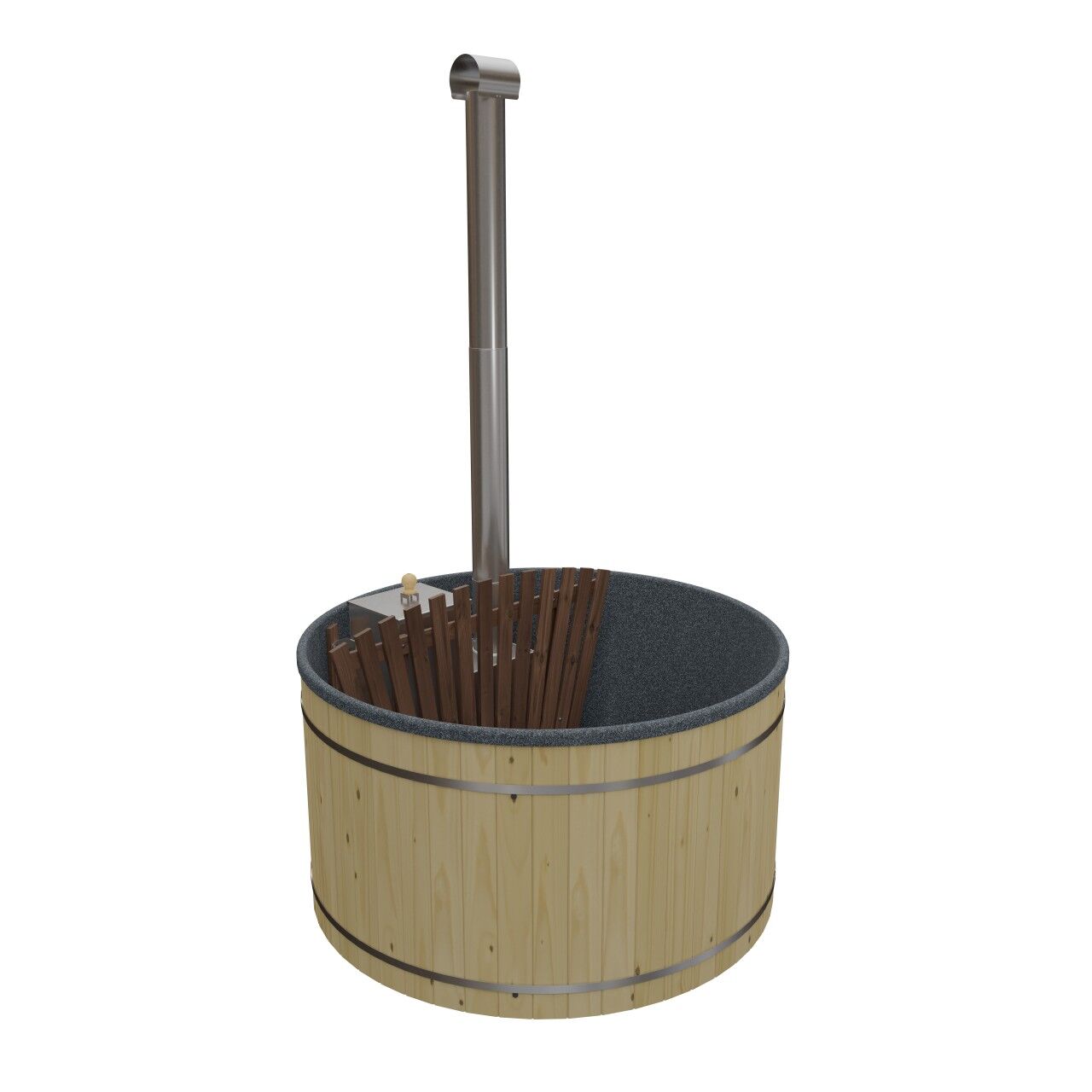 Badefass 170 Innenofen | Holzofen | Fichte | LDPE-Kunststoff-Einsatz, ohne Deckel