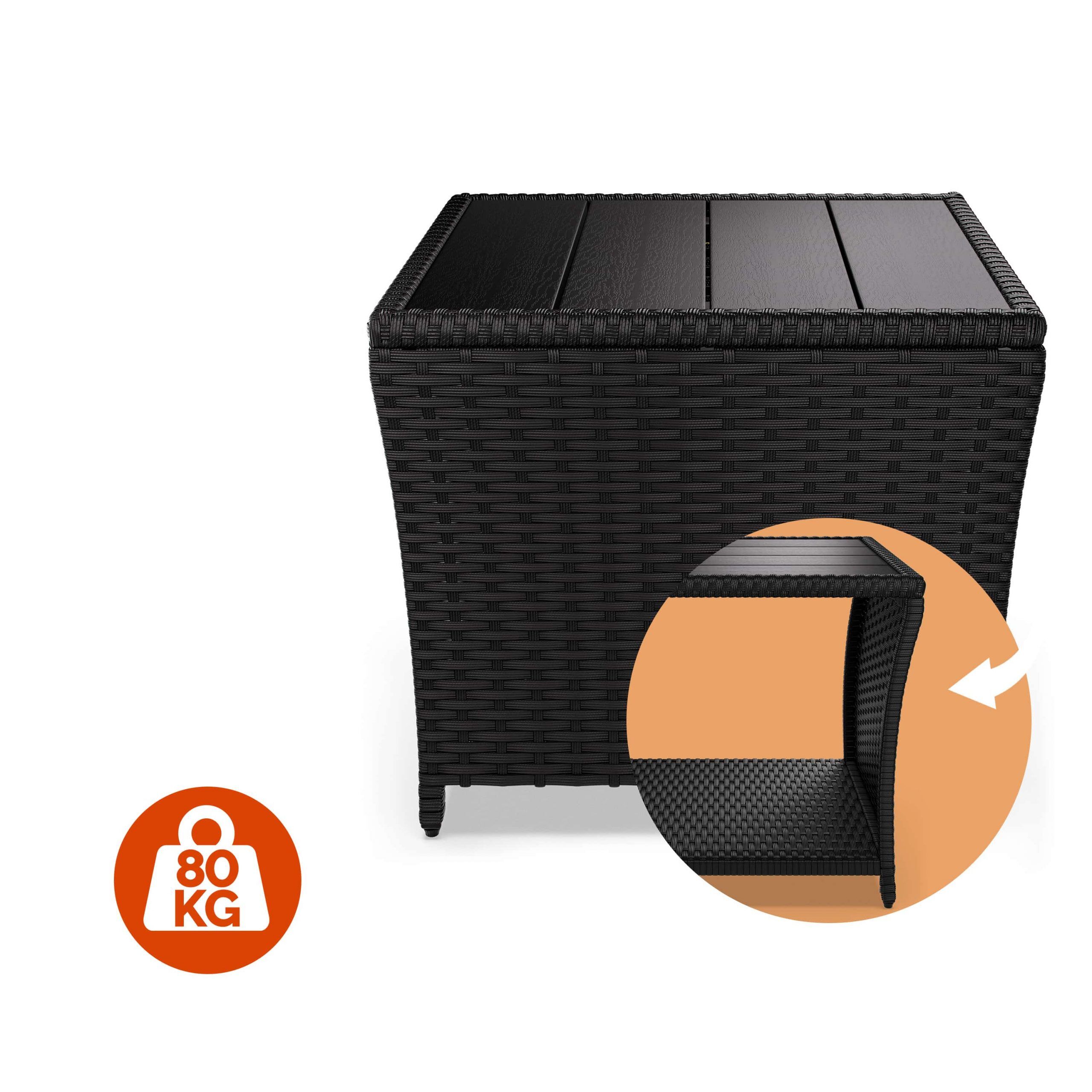 Polyrattan Beistelltisch Vedis Schwarz 45x45x40cm