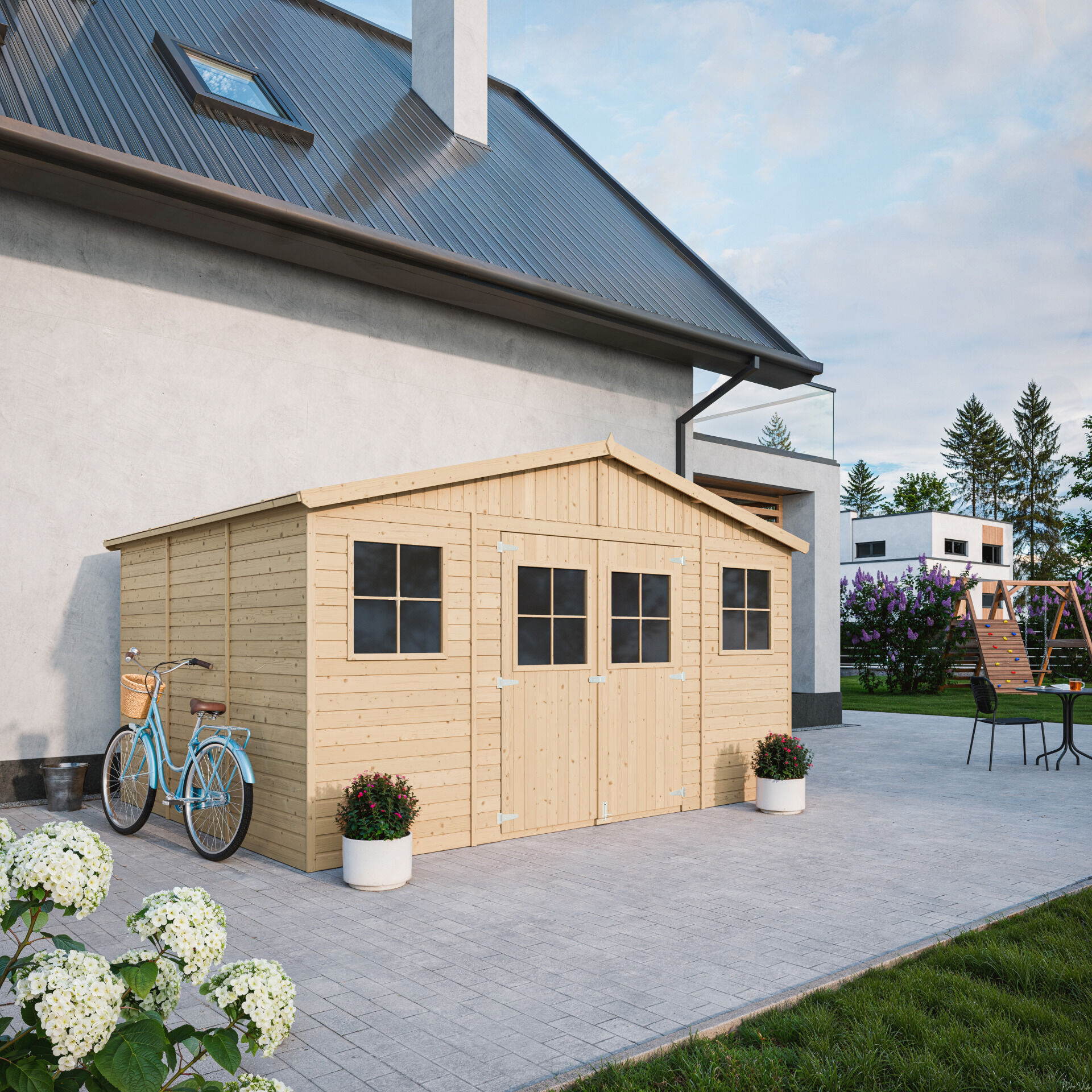 Gartenhaus Kurt M331 – Gerätehaus Holz 401 x 297 cm – 12 m2