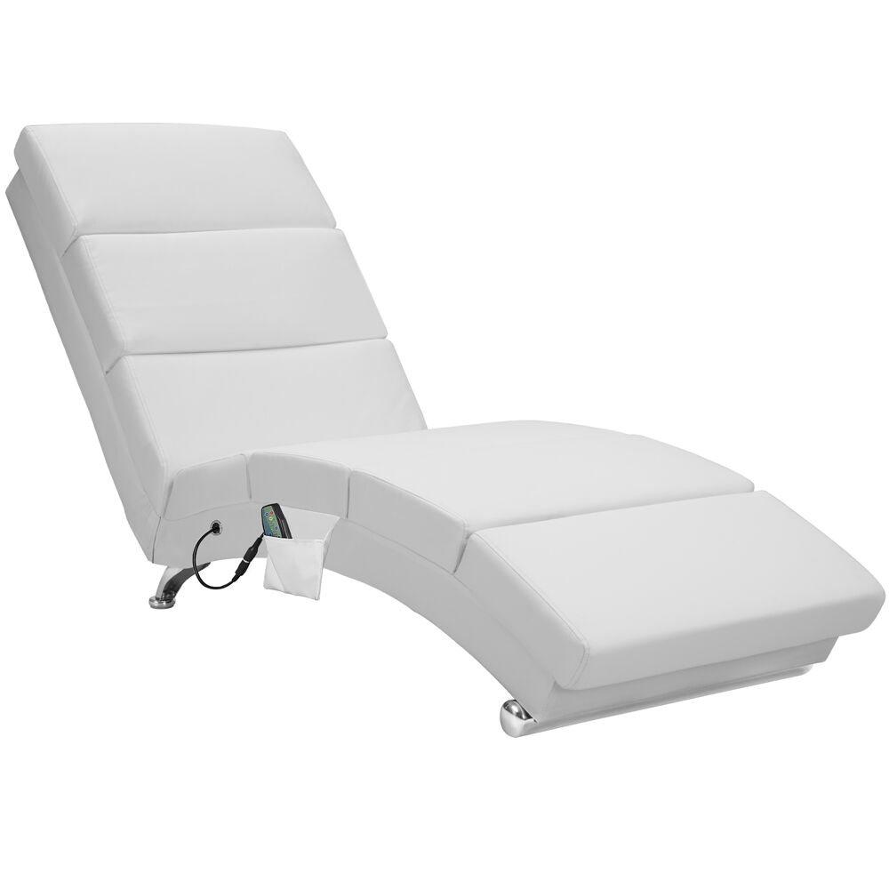 Relaxliege London Weiß mit Massage- + Heizfunktion