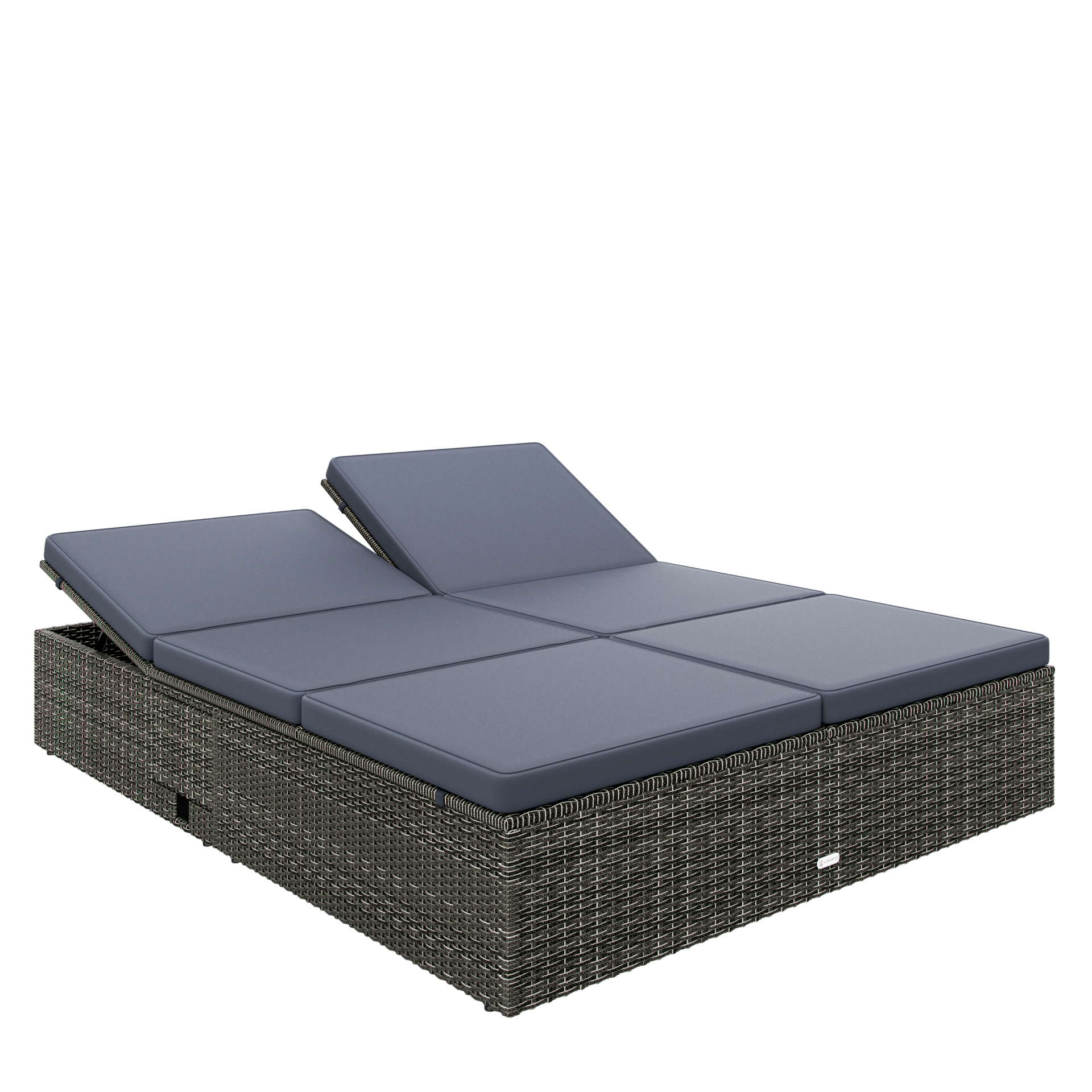 Polyrattan Sonnenliege Grau/Anthrazit 200x160x33cm