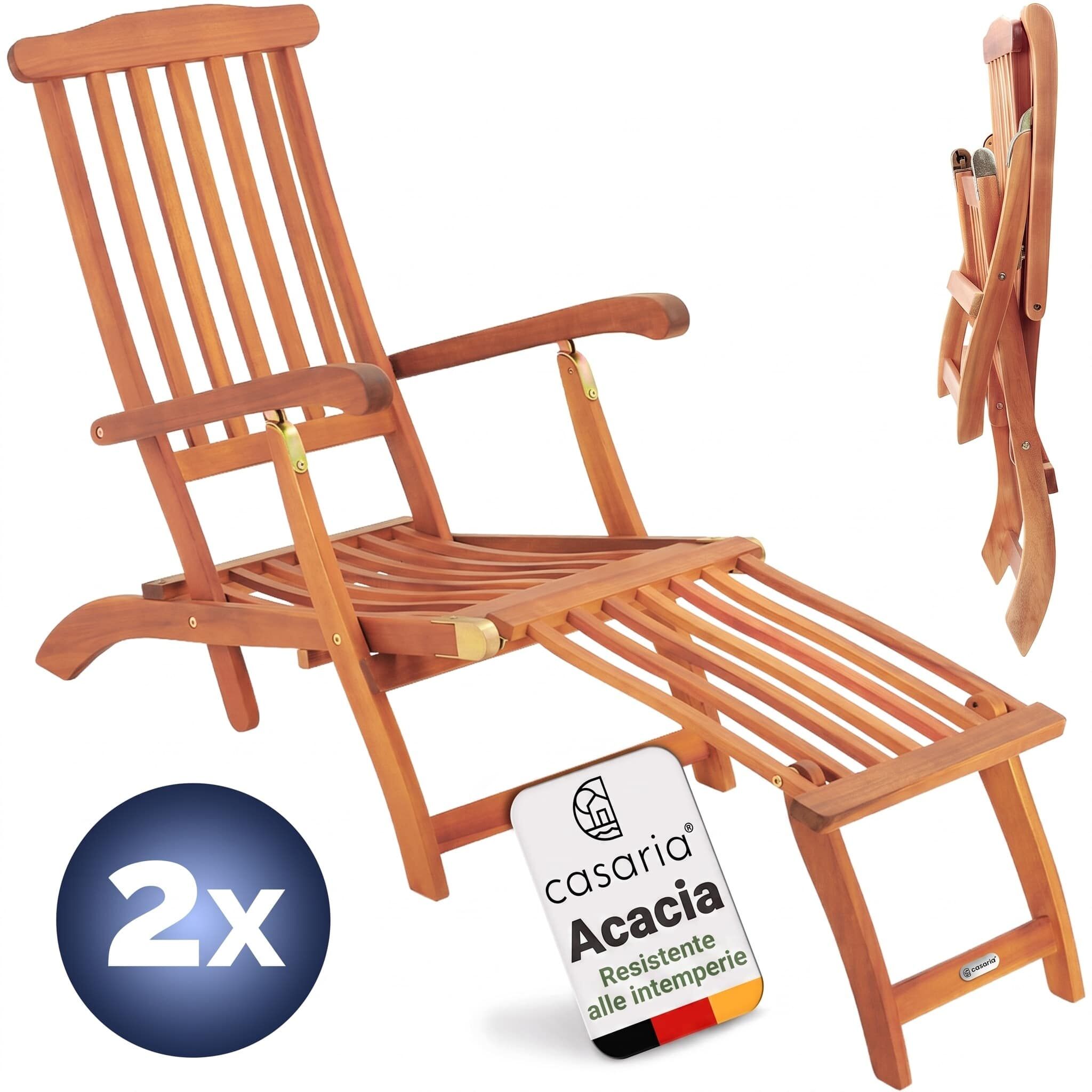Gartenliege 2er-Set FSC®-zertifiziert Akazie klappbar 160kg belastbar