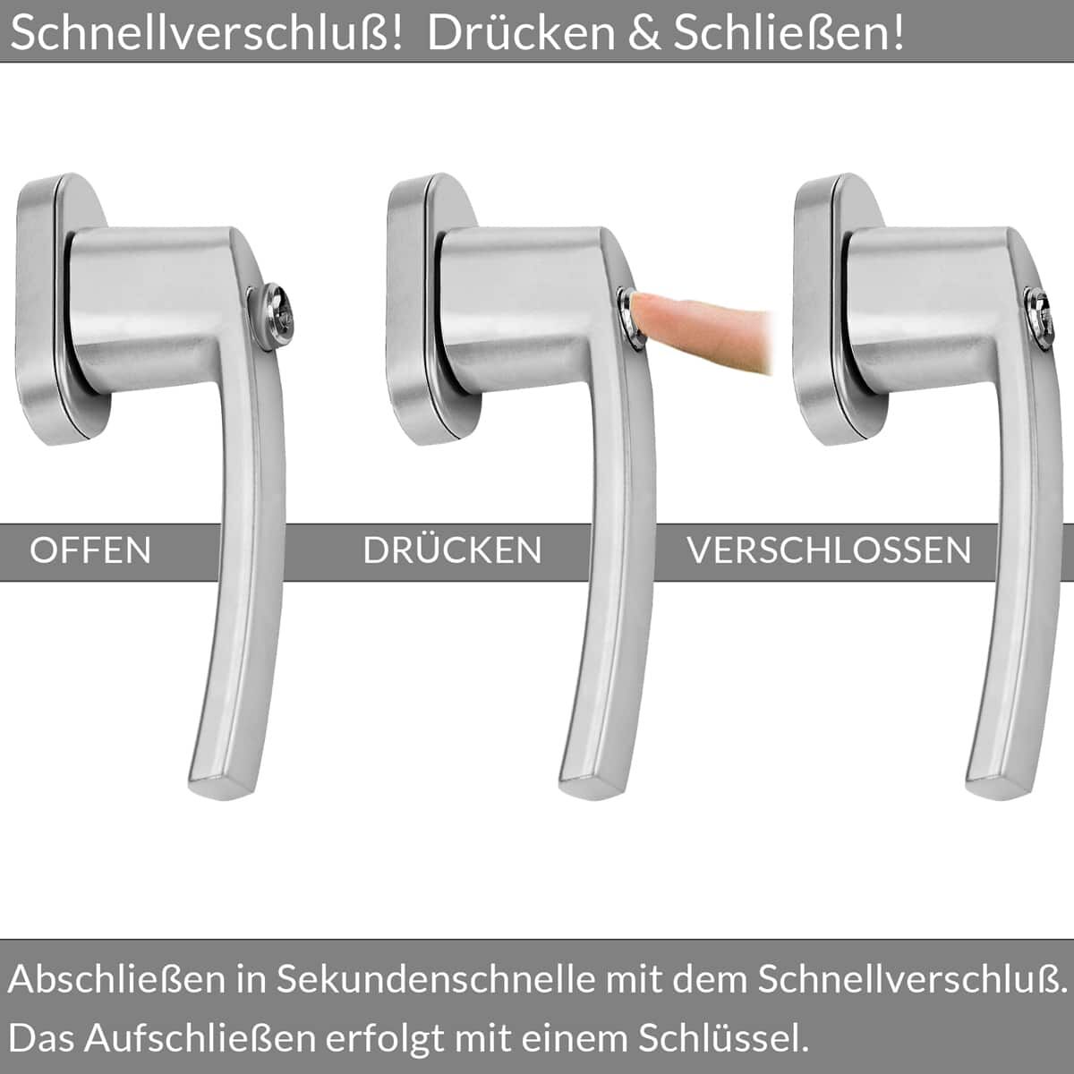 Fenstergriff 2er-Set Silber abschließbar