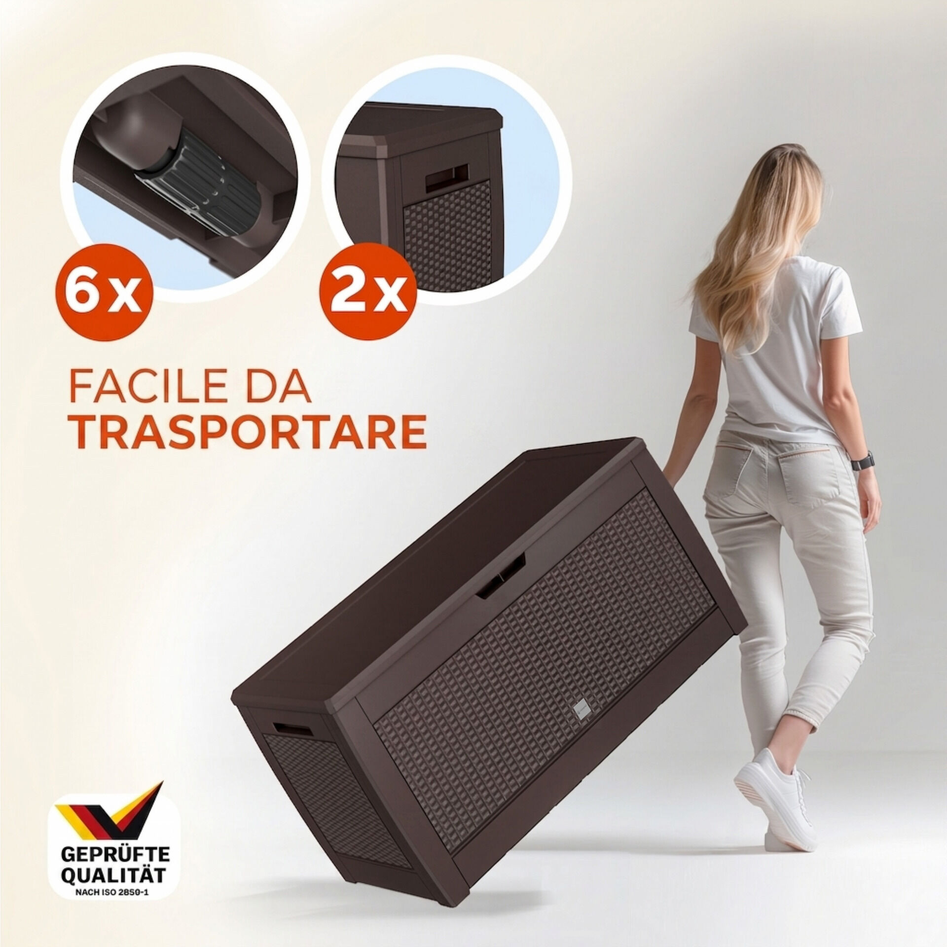 Gartenbox Rato 310L Braun Rattan Optik wasserdicht