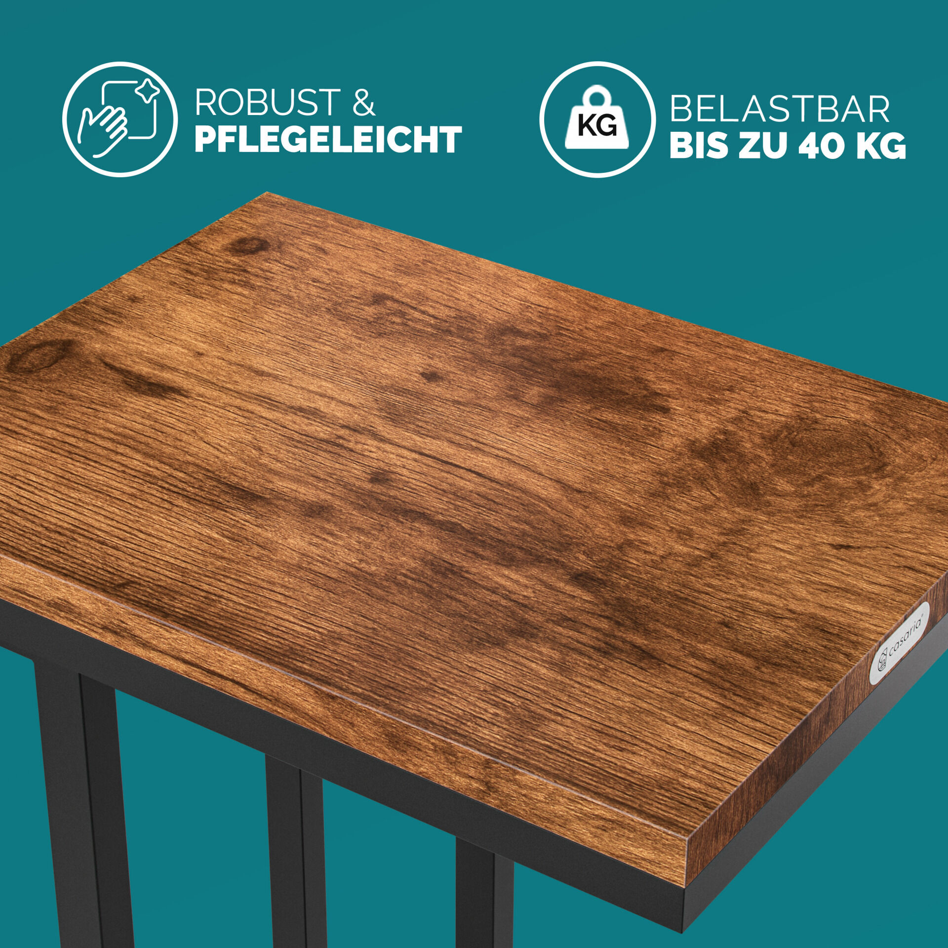 Beistelltisch Schwarz unterfahrbar 50x35x65/70cm mobil Rollen mit Bremse