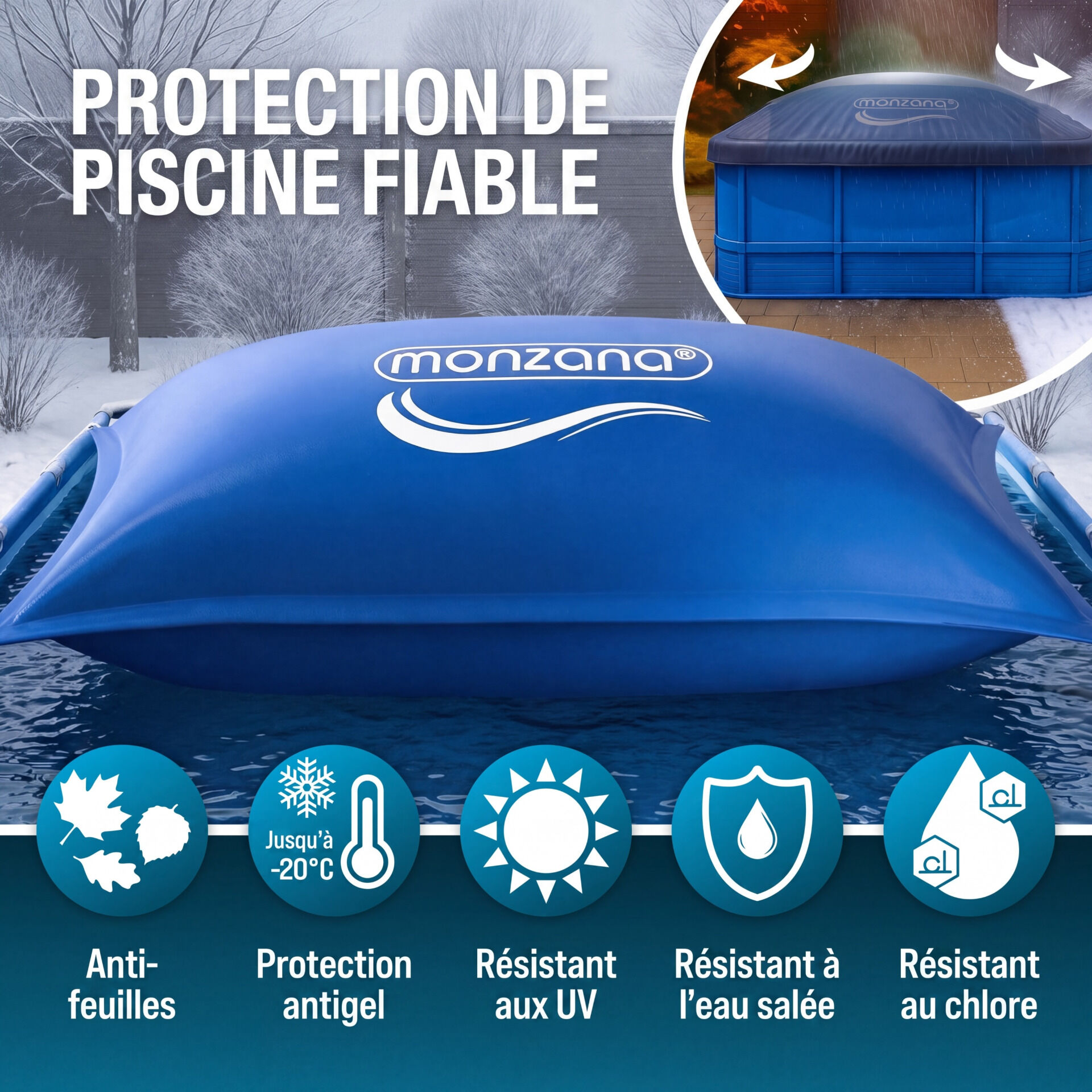 Poolkissen XL Blau 400x200cm -20°C