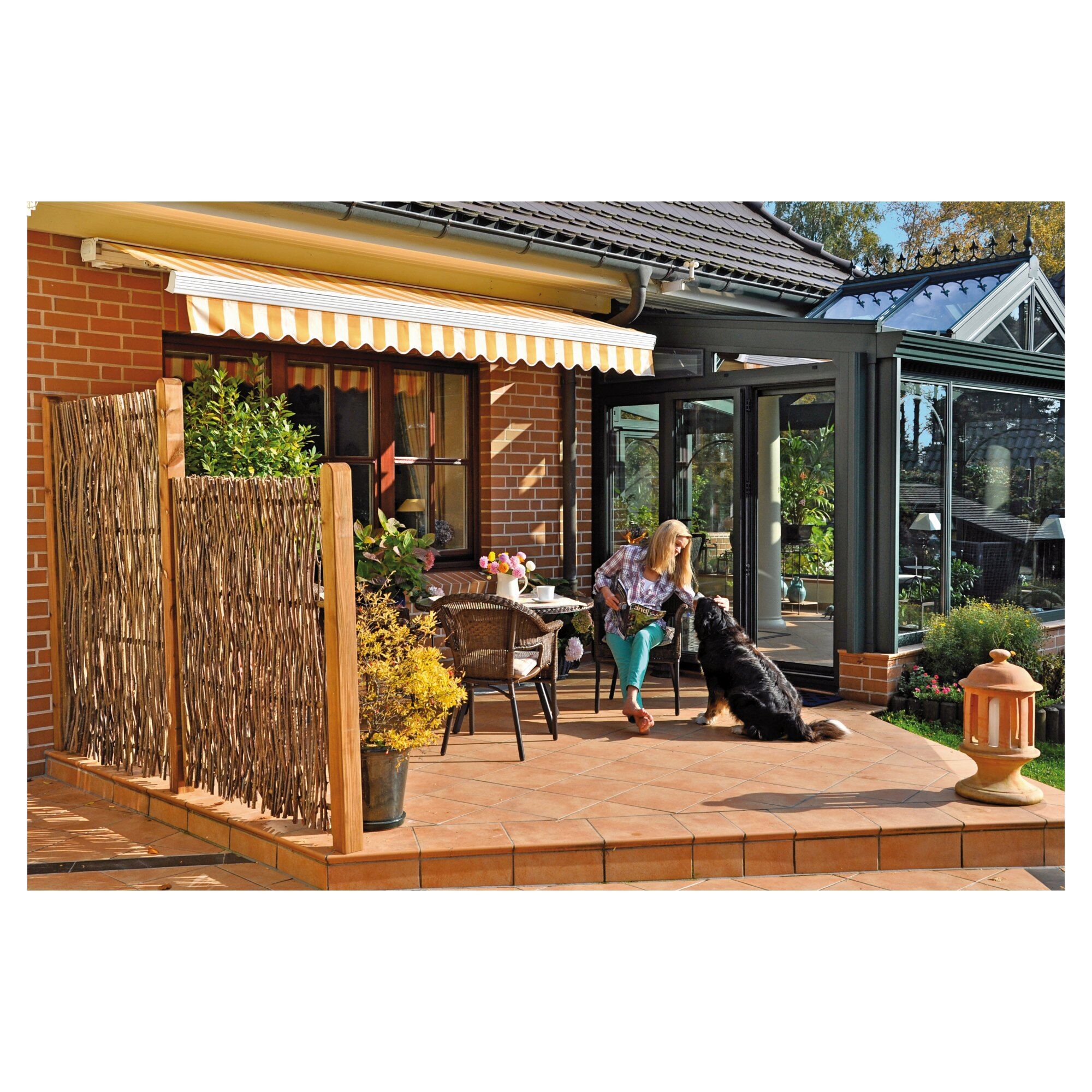 PEPE Haselnusszaun, 180 x 180 cm, Haselnussruten, Rahmen ca. 45 x 25 mm, braun gebeizt