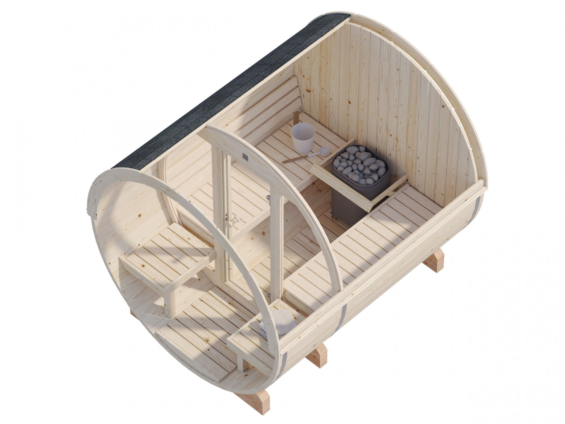 Palmako Saunafass Anita 1,3+0,7 m² mit Glasfront