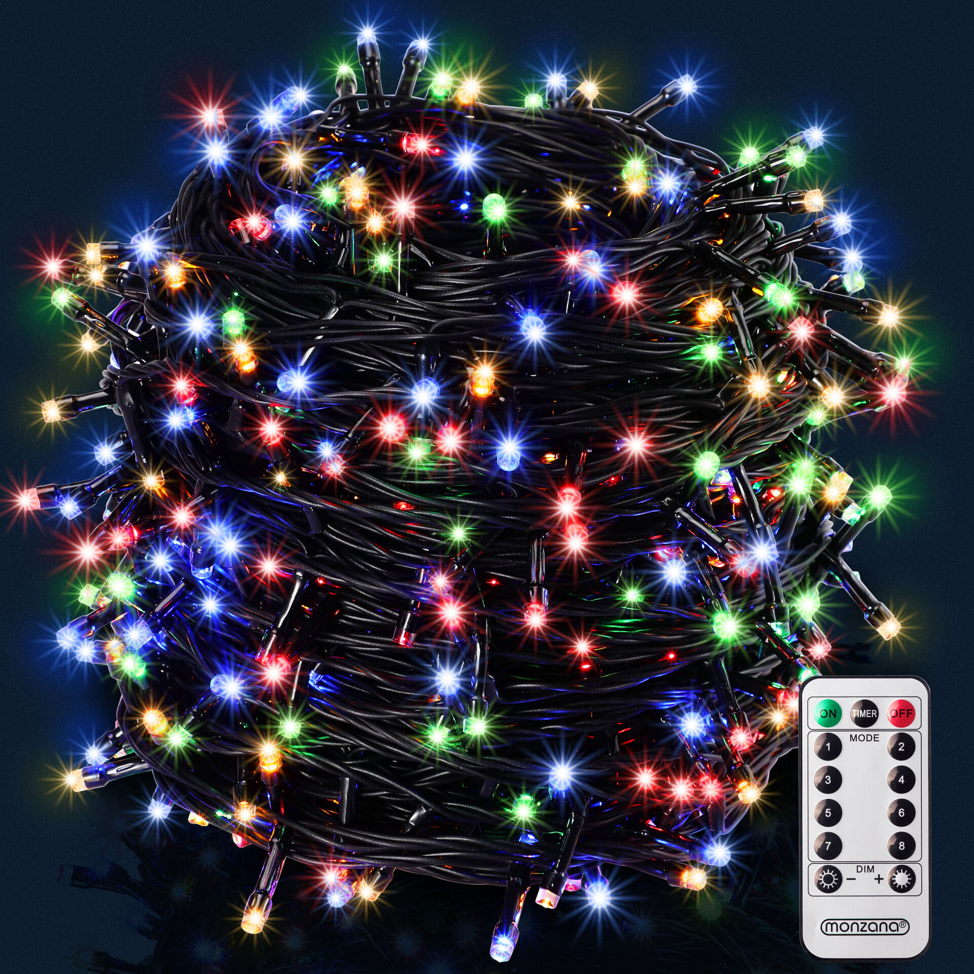 663412 Lichterkette Weihnachten Bunt 40m Fernbedienung