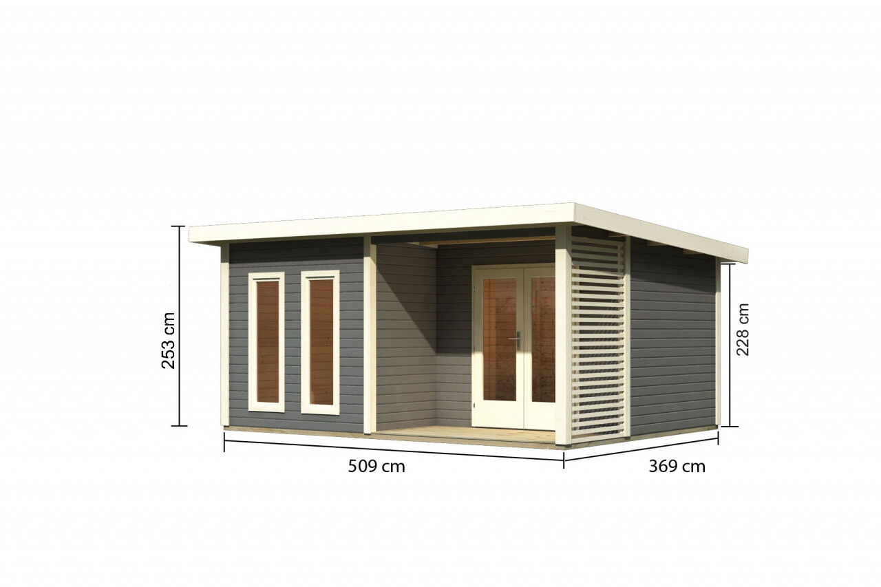 Karibu Flachdach Gartenhaus Radeburg 5 terragrau terragrau