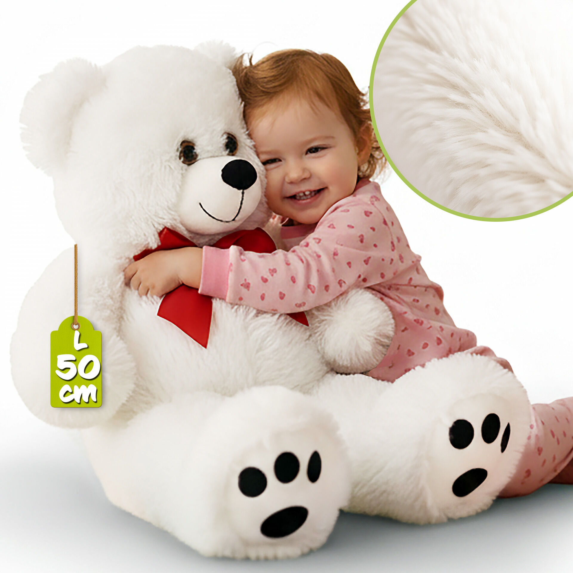 Plüschtier Teddybär L Weiß 50cm