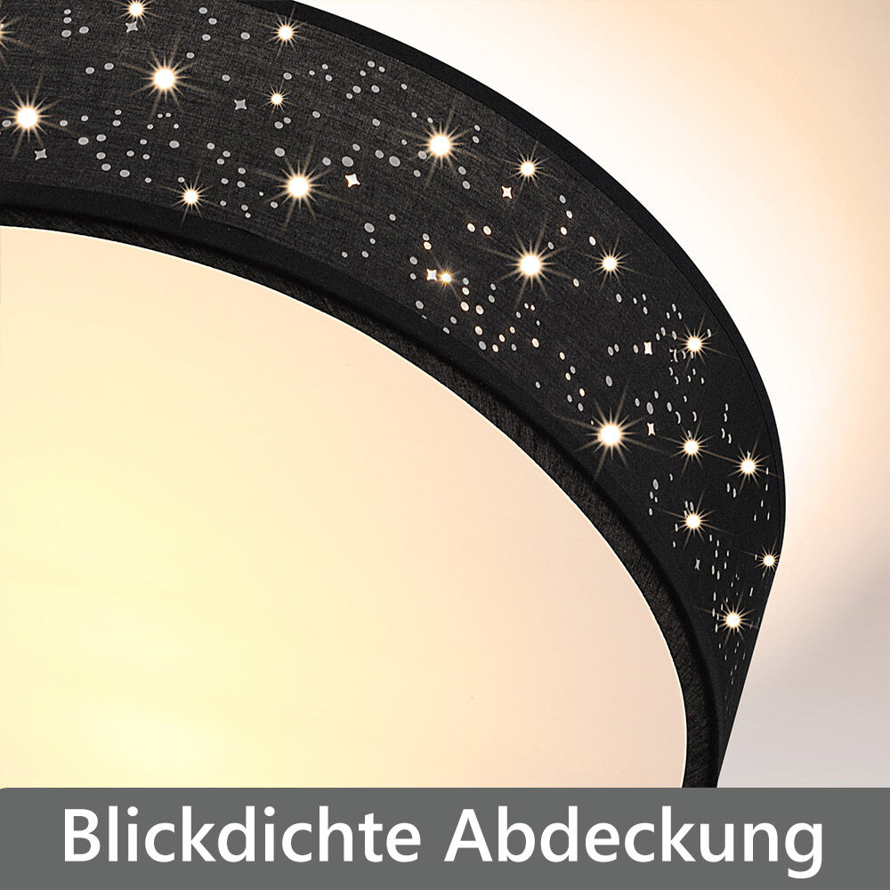 Deckenlampe Schwarz Stoff Ø30cm Sternenhimmel