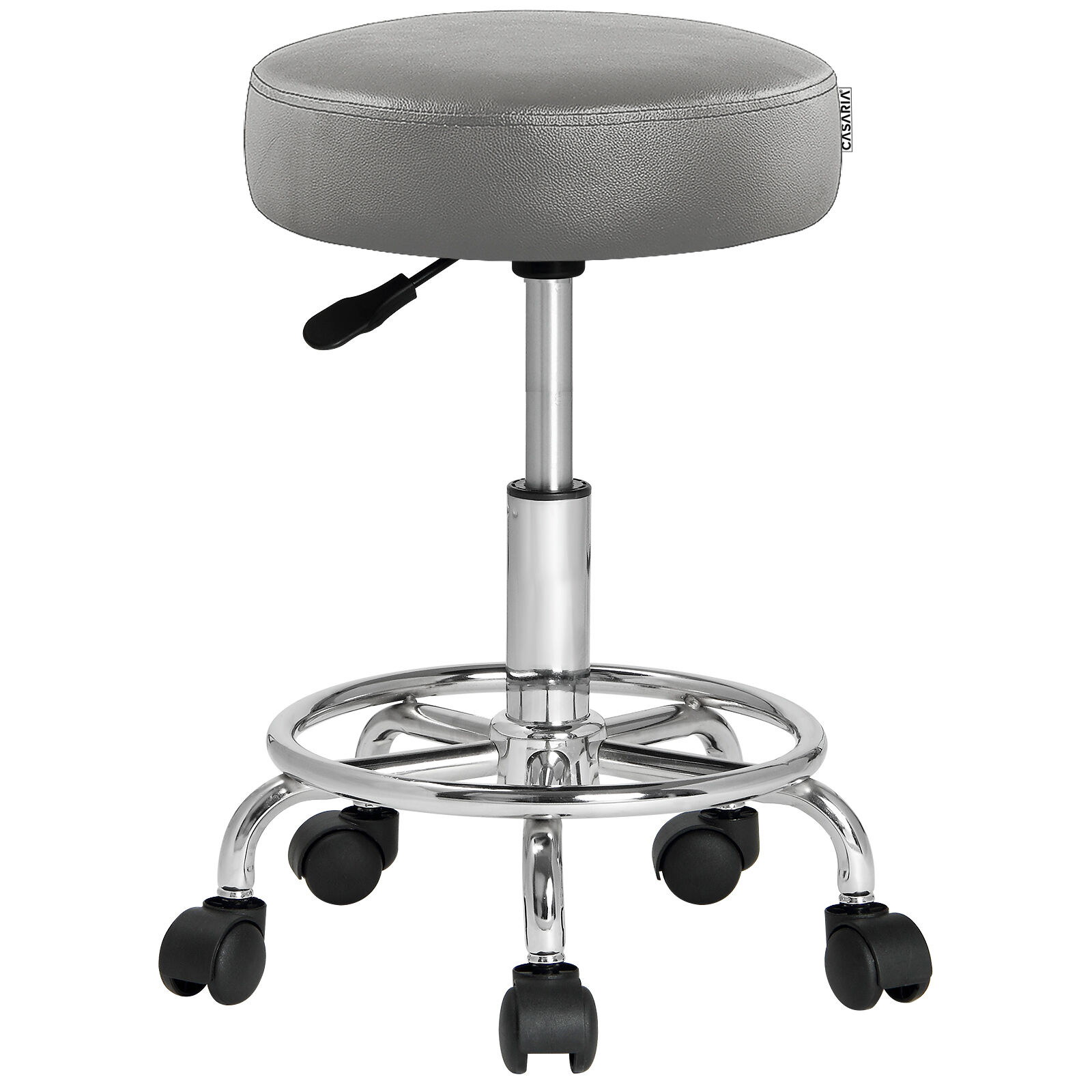 Rollhocker Kunstleder Grau 360° drehbar Fußablage