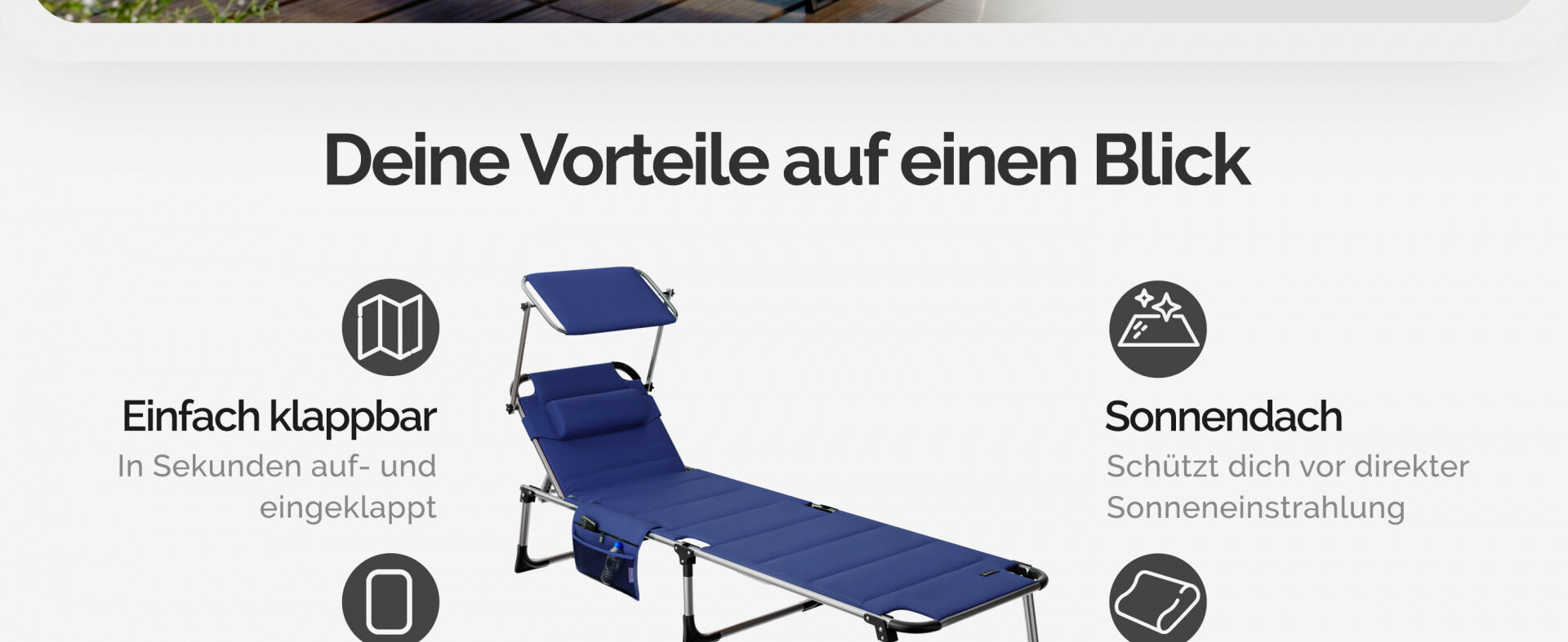 Gartenliege Bari Blau 210x60x81cm