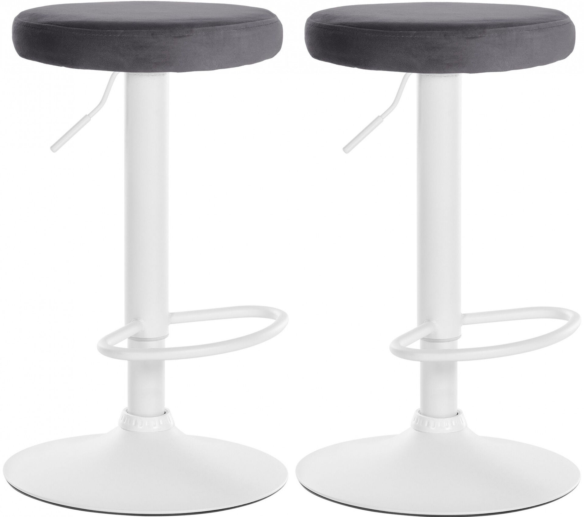 2er Set Barhocker Ponte Samt weiß, dunkelgrau