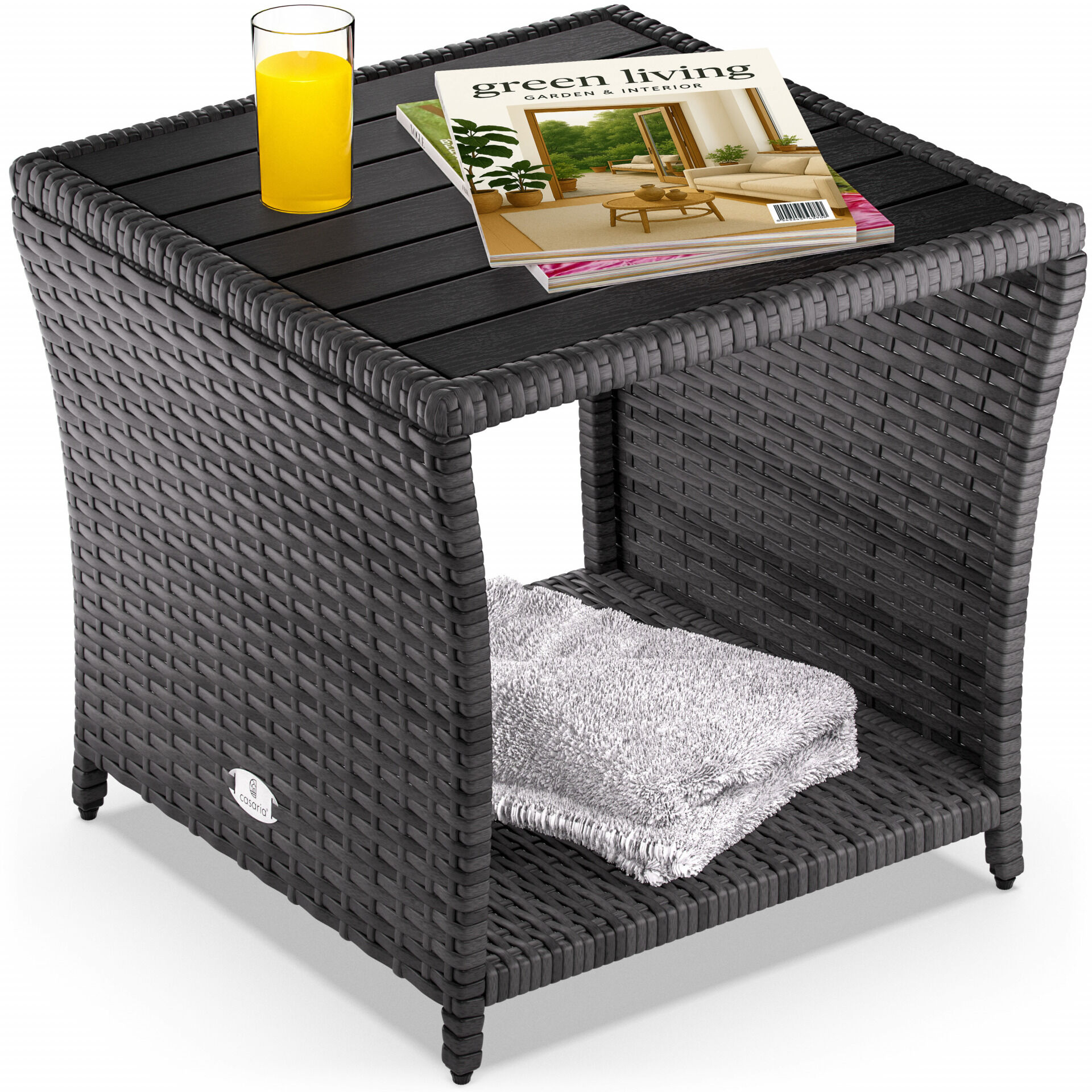 Polyrattan Beistelltisch Vedis Grau 45x45x40cm