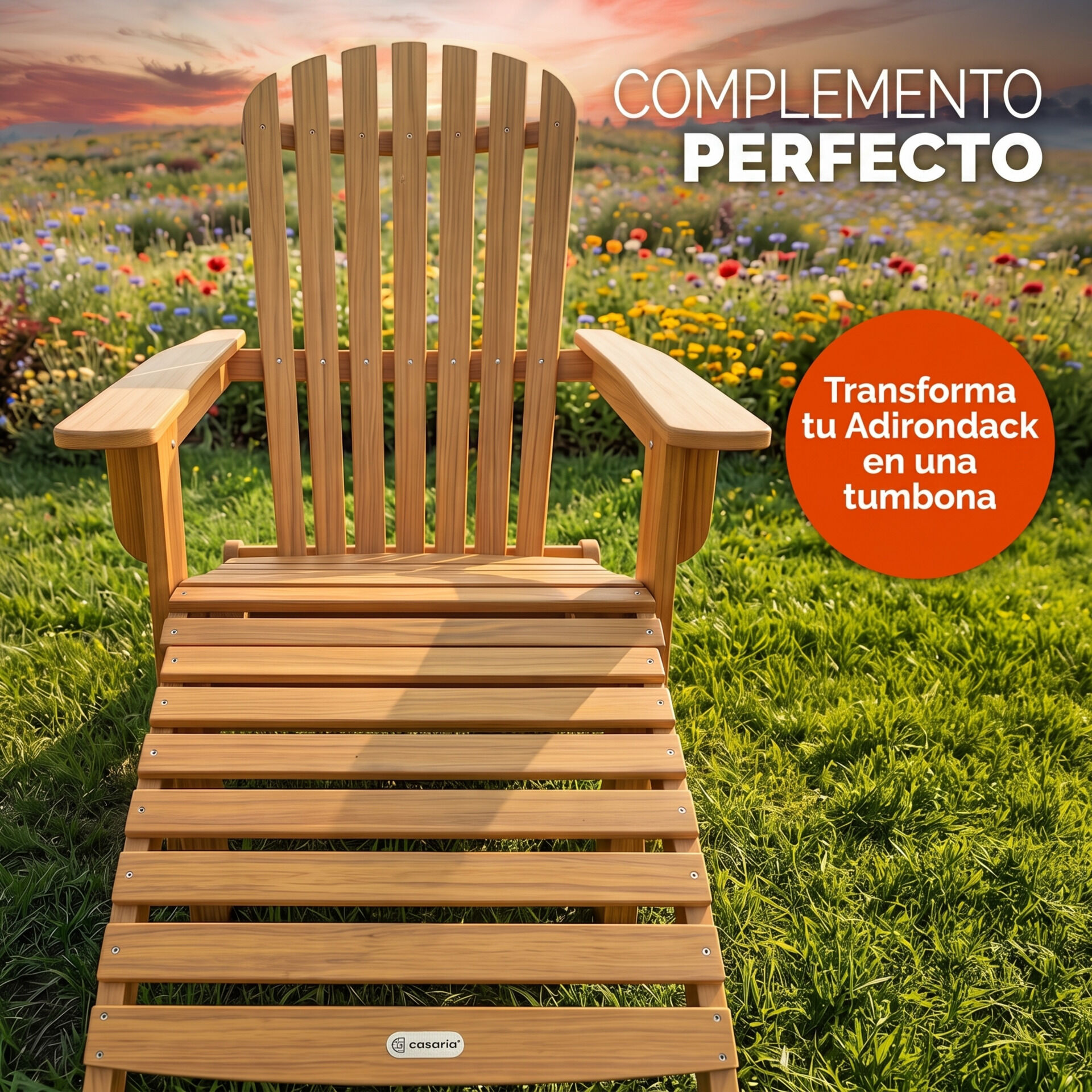 Fußstütze Akazienholz für Adirondack Gartenstuhl