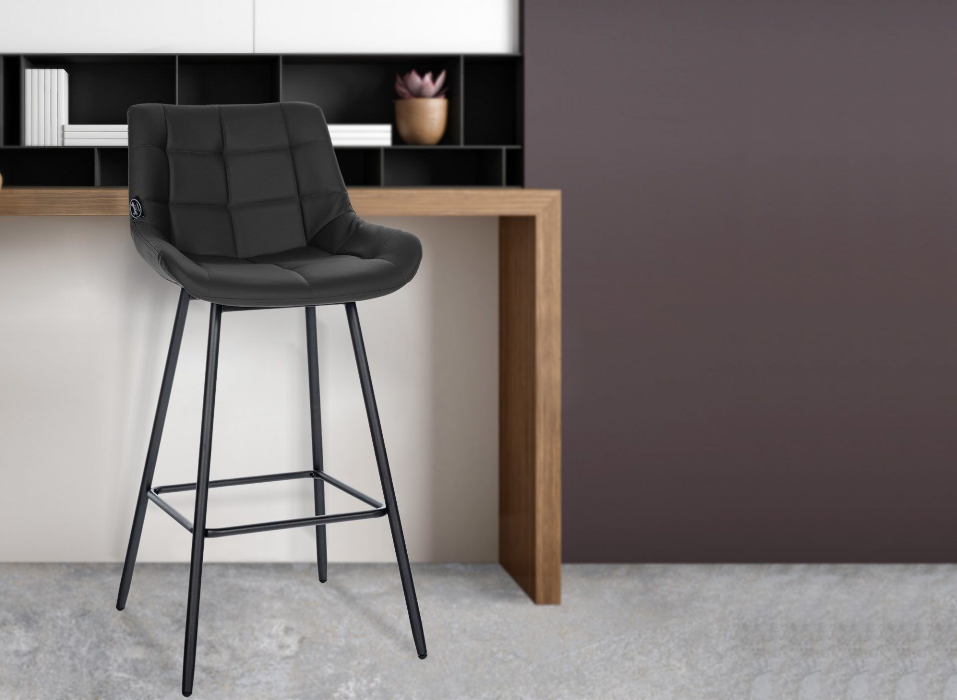 Barhocker Weston Kunstleder, schwarz