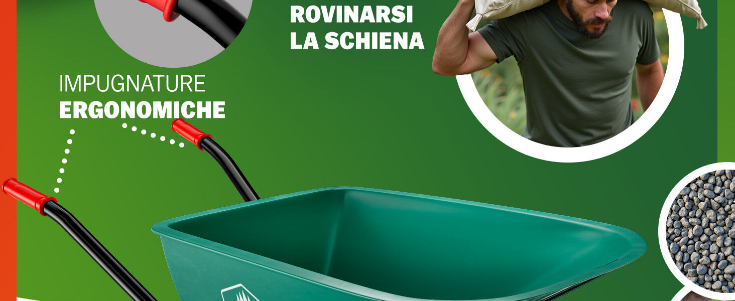 Schubkarre mit Kunststoffwanne 100L Luftbereifung Ø 40cm 250kg Tragkraft
