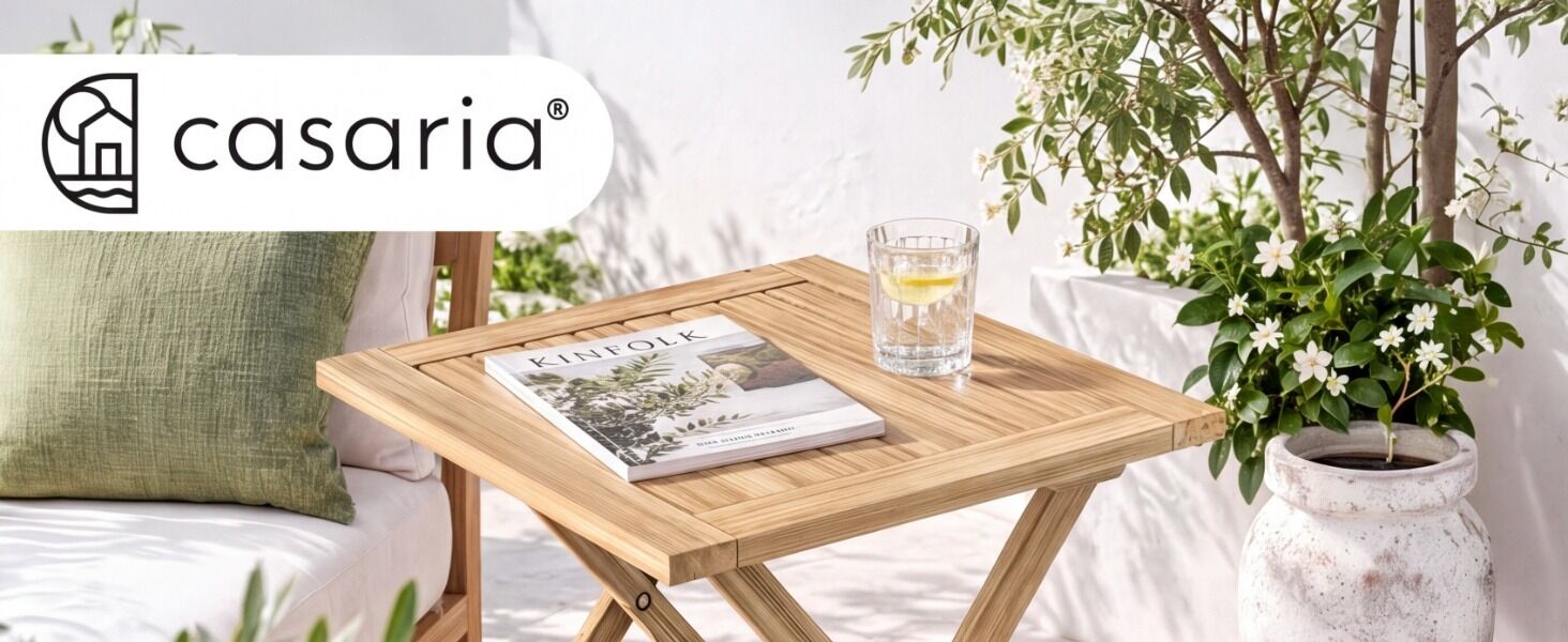 Gartentisch klappbar Akazienholz Teak-Optik 46cm massiv platzsparend elegant