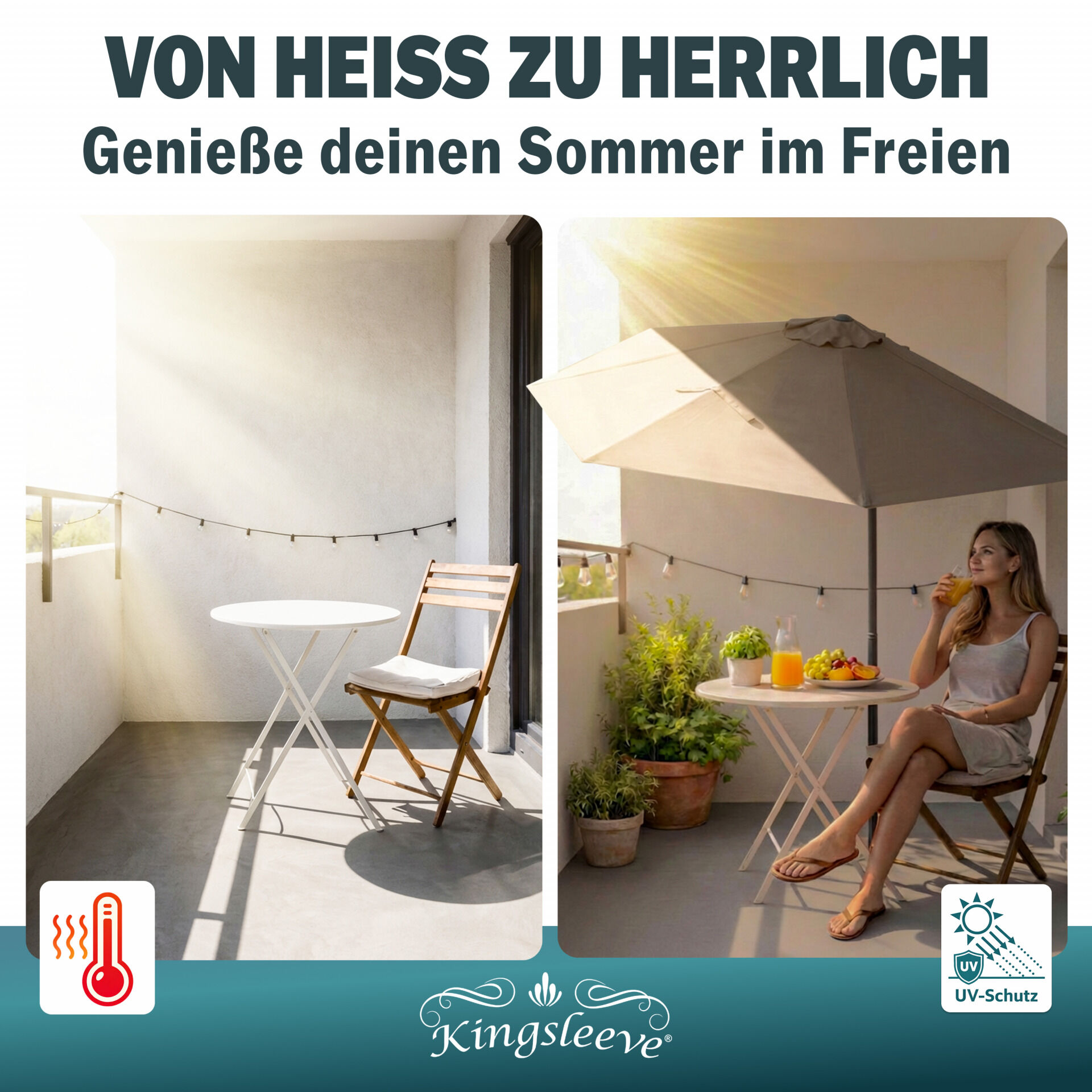 Terrassen-Sonnenschirm Anthrazit UV-Schutz 80+