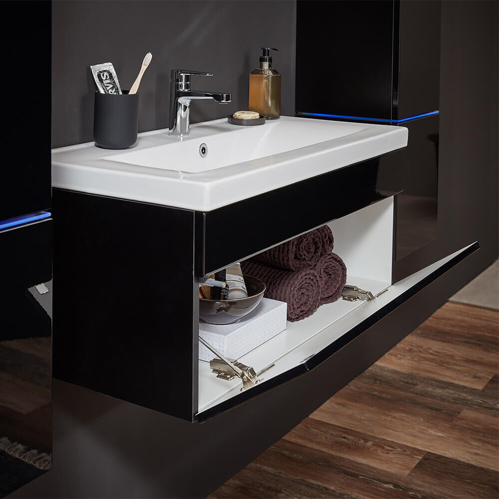 Badmöbel Komplettset WANGEROOGE BIG XL - Schwarz Made in Germany