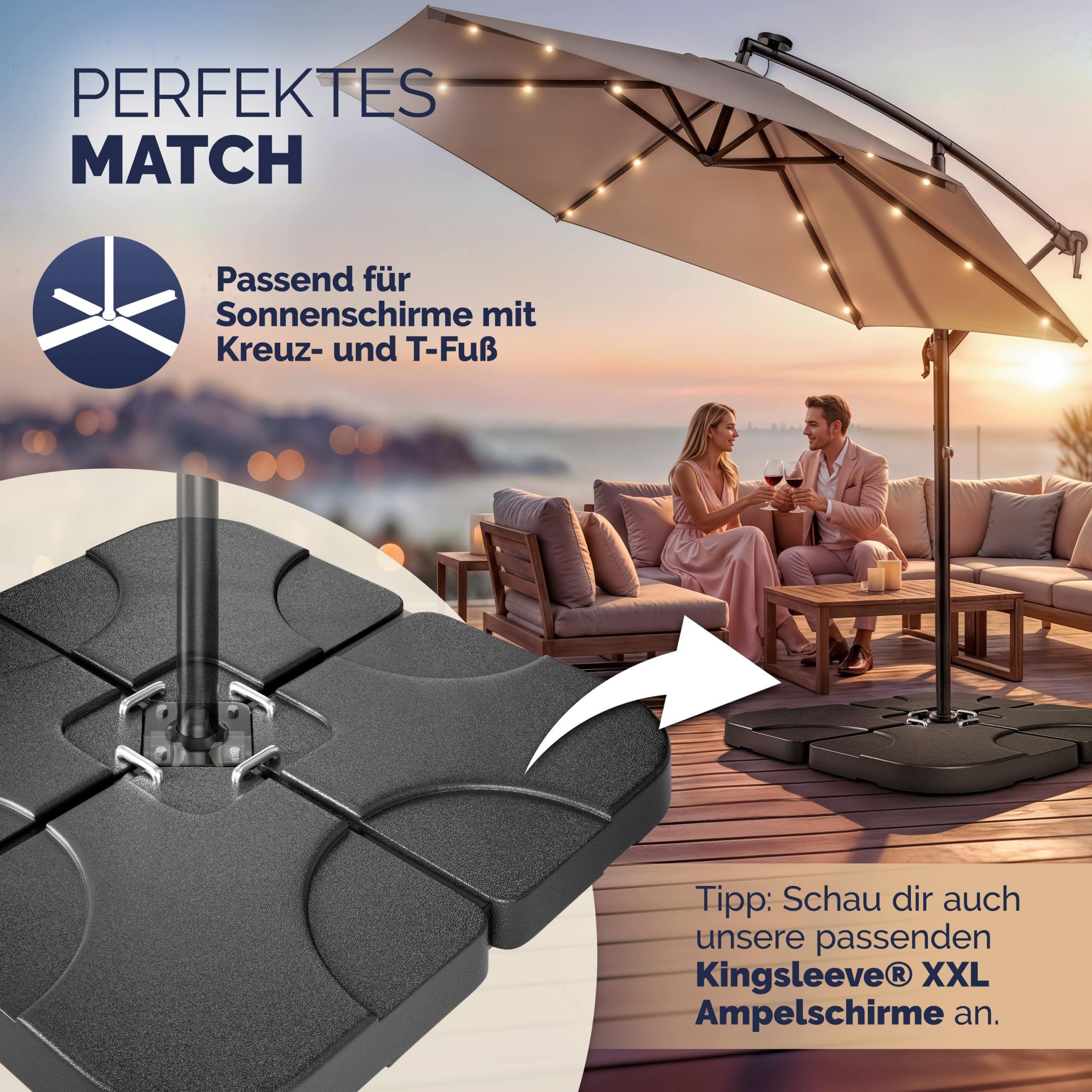 Platten für Schirmständer 4er-Set 105x105x7cm