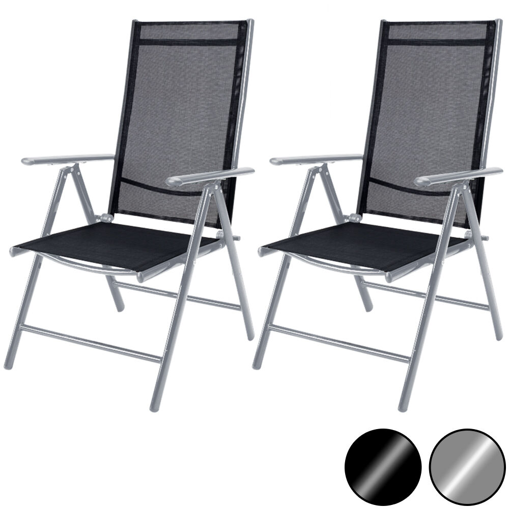 Gartenstuhl Hochlehner klappbar Bern 2er-Set Silber Alu verstellbar