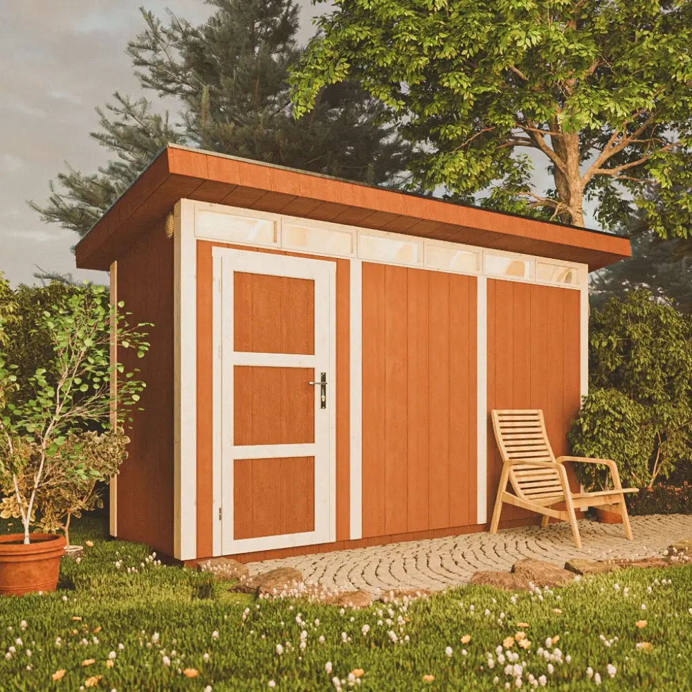 Pultdach Gartenhaus Norge 2 mit LP® SmartSide® M902 – 368 x 118 cm – 4 m2