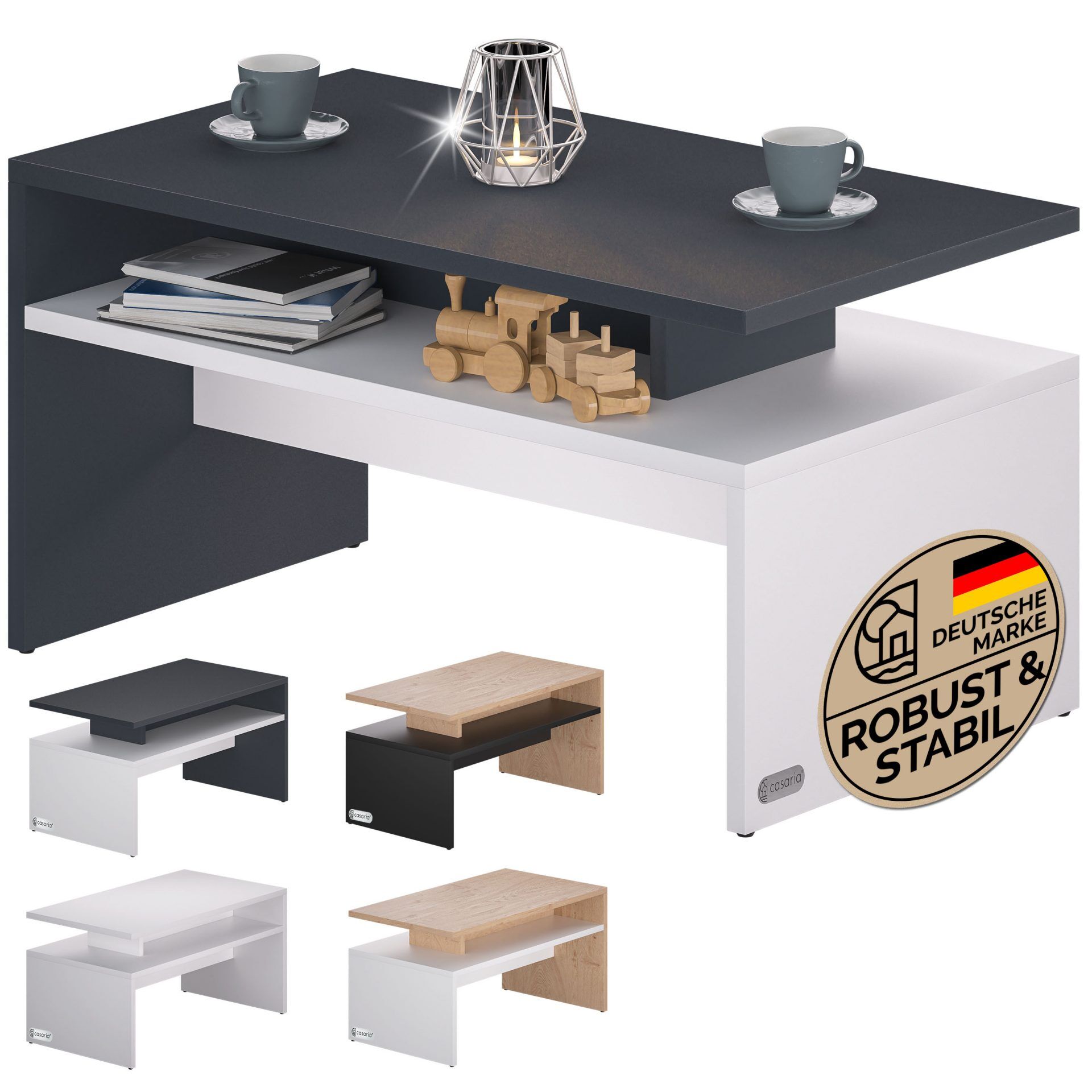 Couchtisch Sacramento Weiß/Anthrazit 95x55x50cm