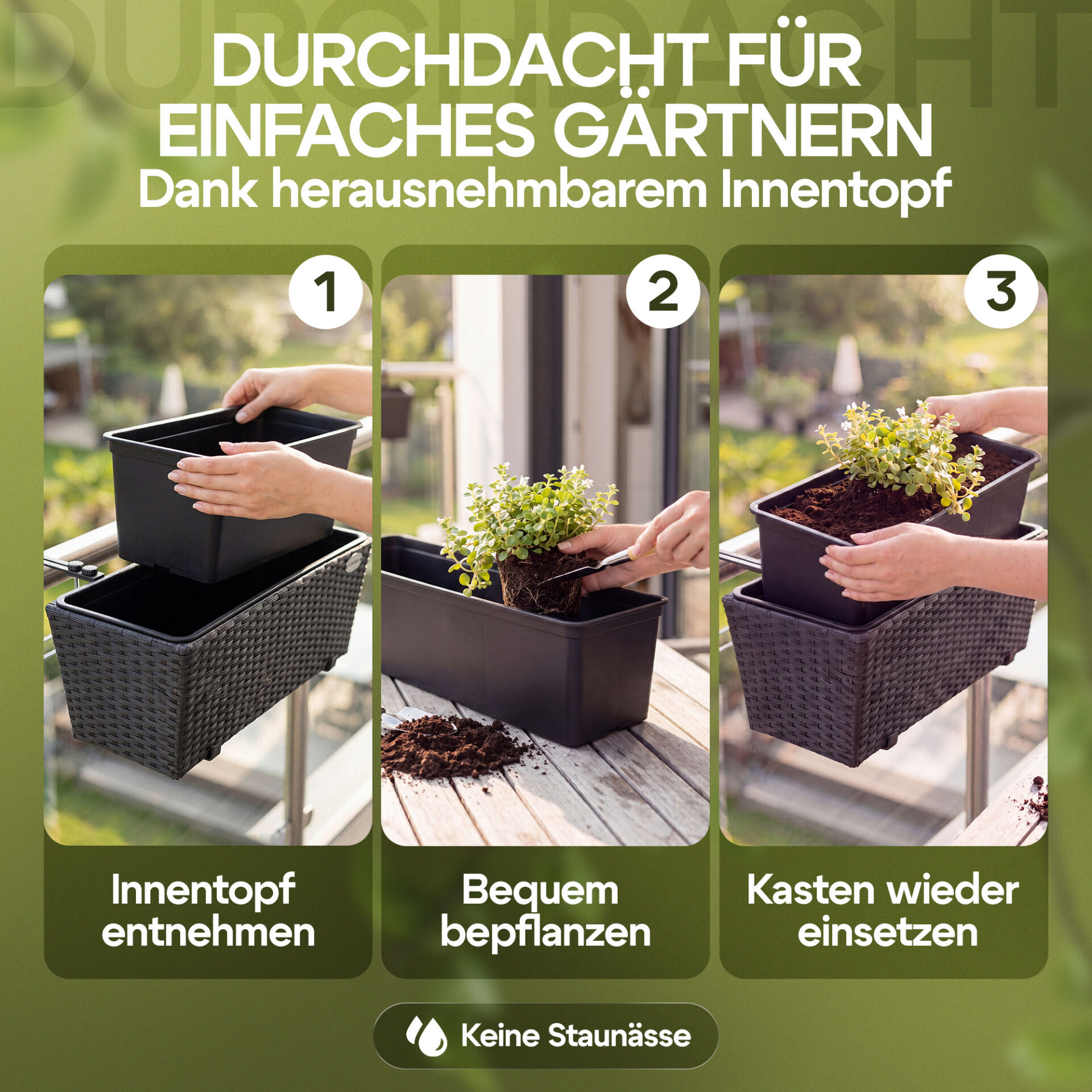 Polyrattan Blumenkasten 2er-Set Braun