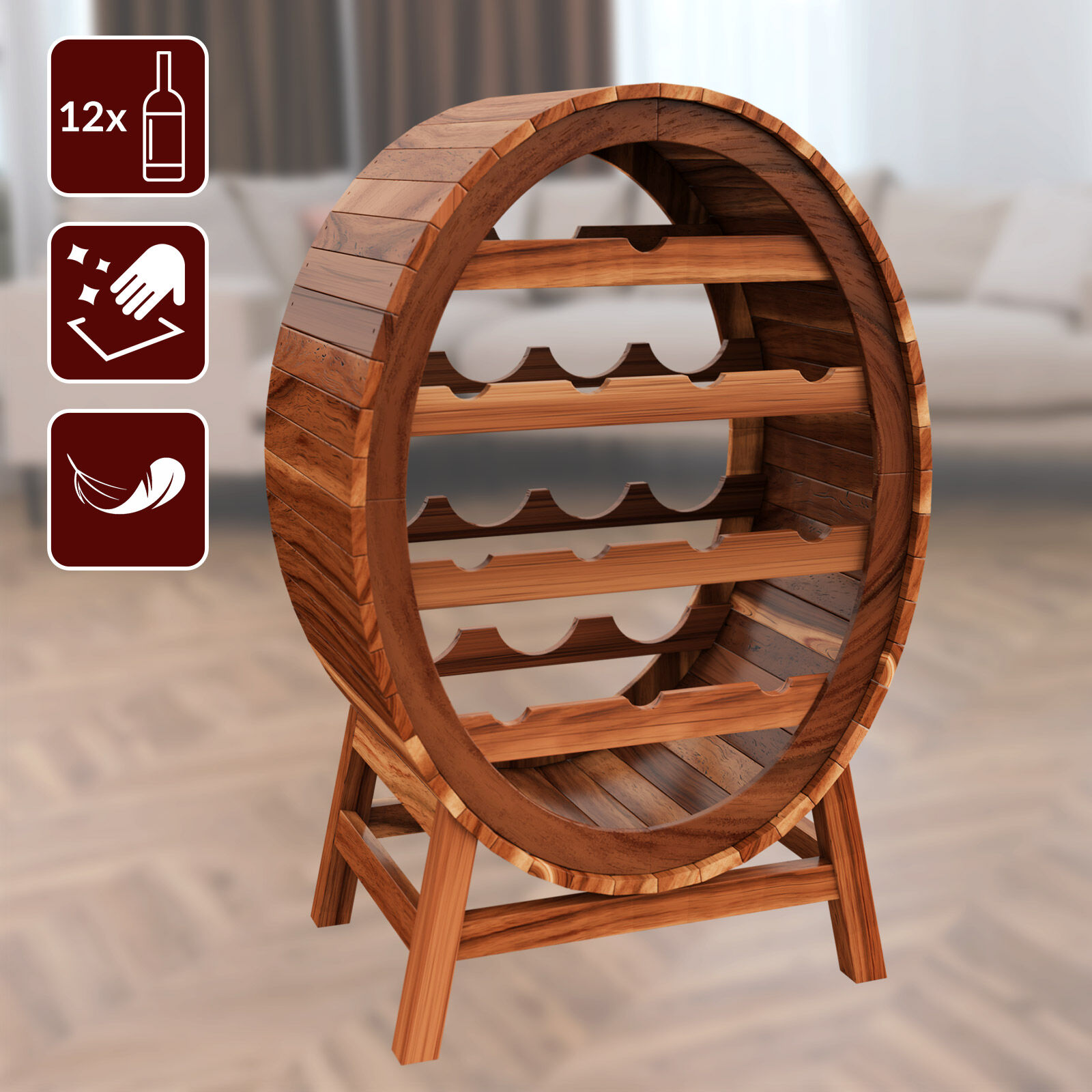 Weinregal 12 Flaschen Weinfass Design