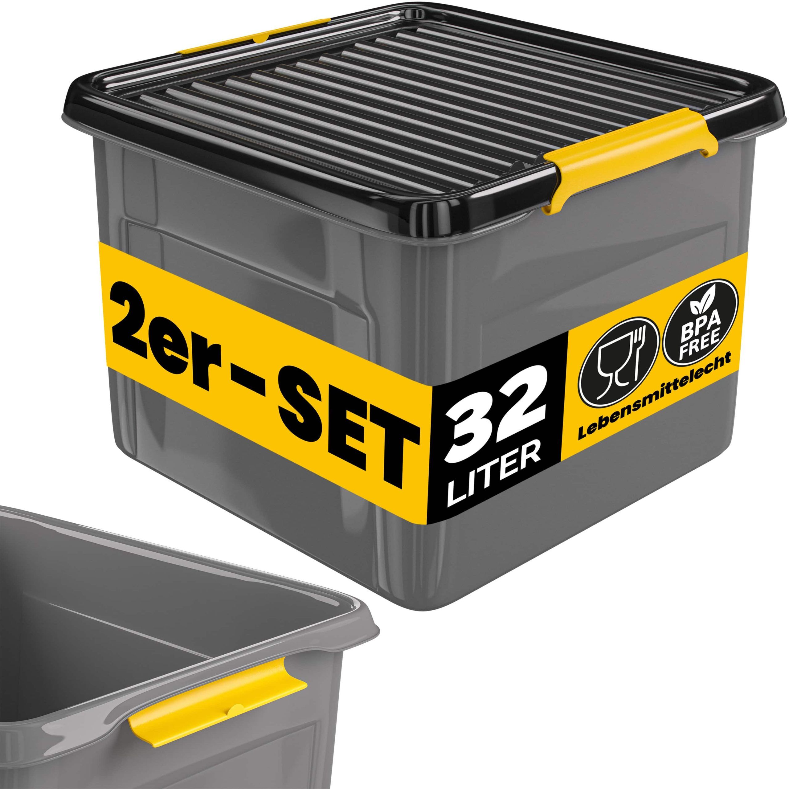 Aufbewahrungsbox 2er-Set Grau/Anthrazit 39x39x26cm stapelbar