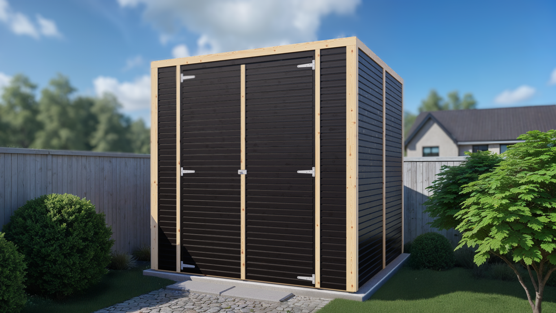 Gerätehaus Holz Box 3 schwarz/natur 207 x 201 cm