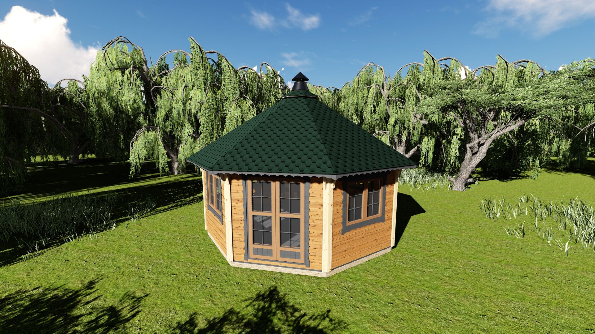 Grillpavillon Victoria 17 m² Illustration Vogelperspektive