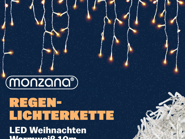 Regenlichterkette LED Warmweiß 10m Fernbedienung