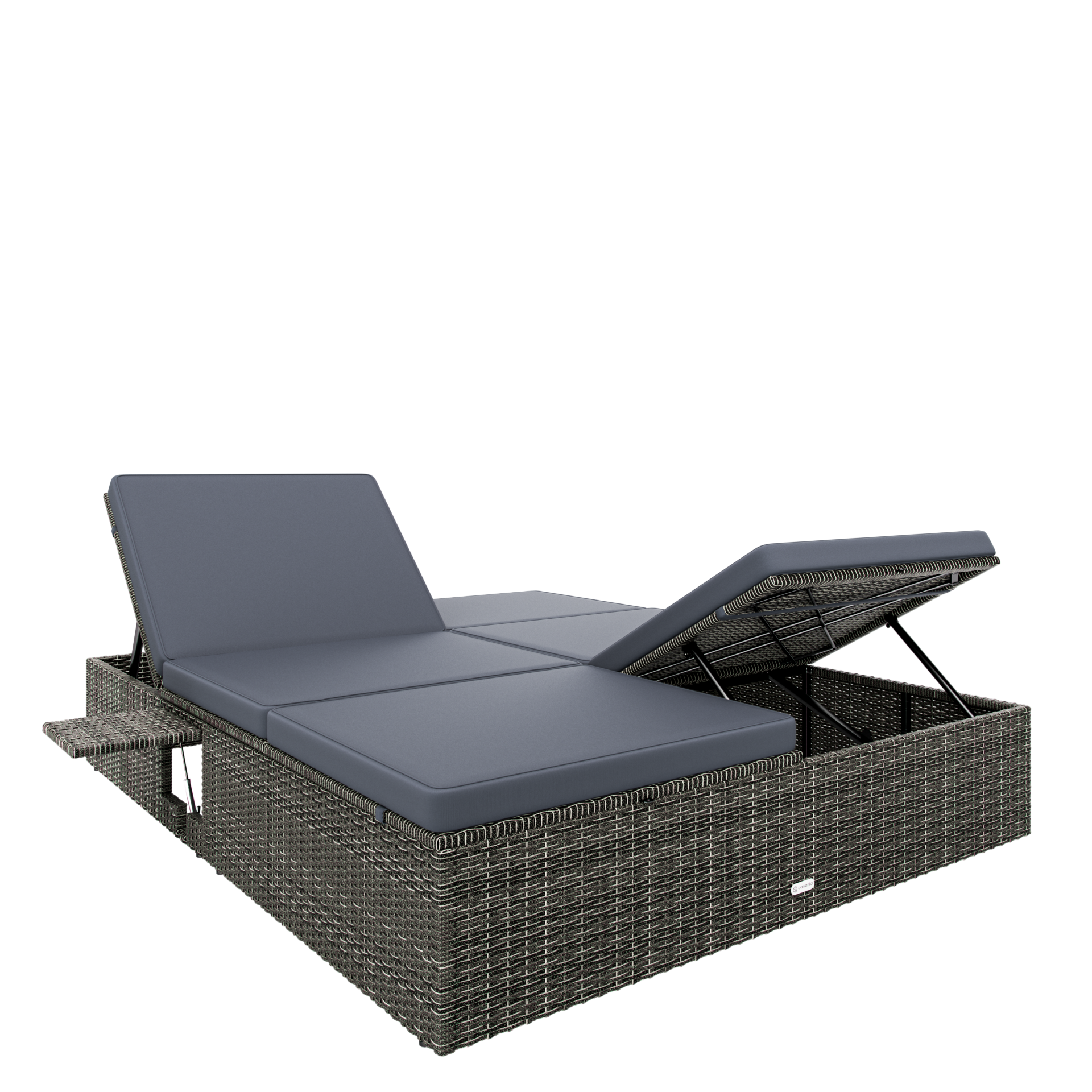 Polyrattan Sonnenliege Grau/Anthrazit 200x160x33cm