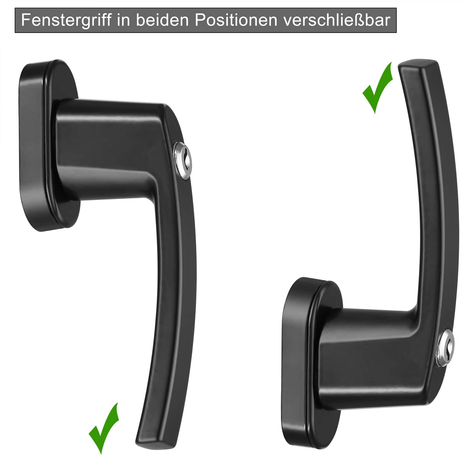 Fenstergriff 2er-Set Schwarz abschließbar