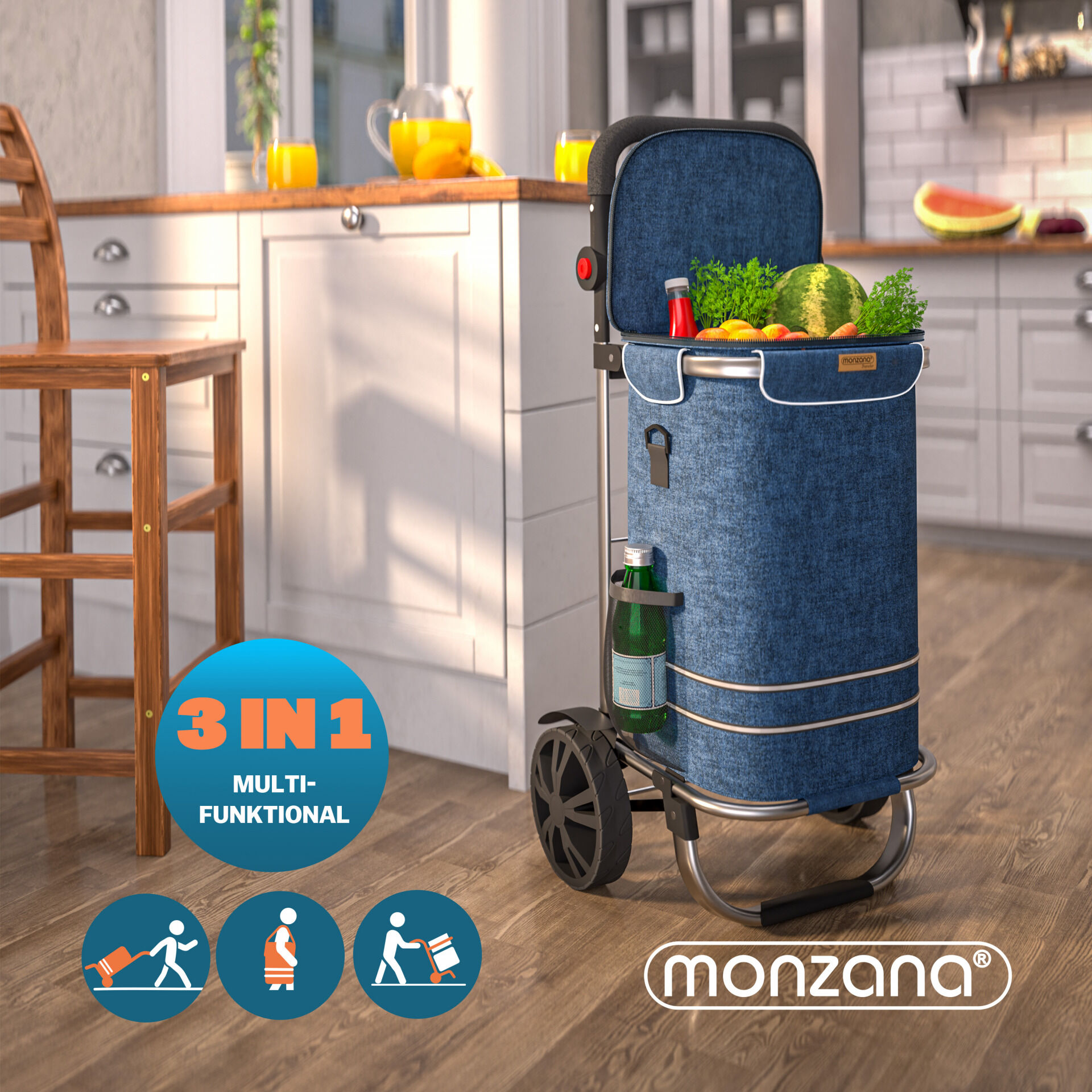 Einkaufstrolley Blau Alu 56L 31x24x54cm