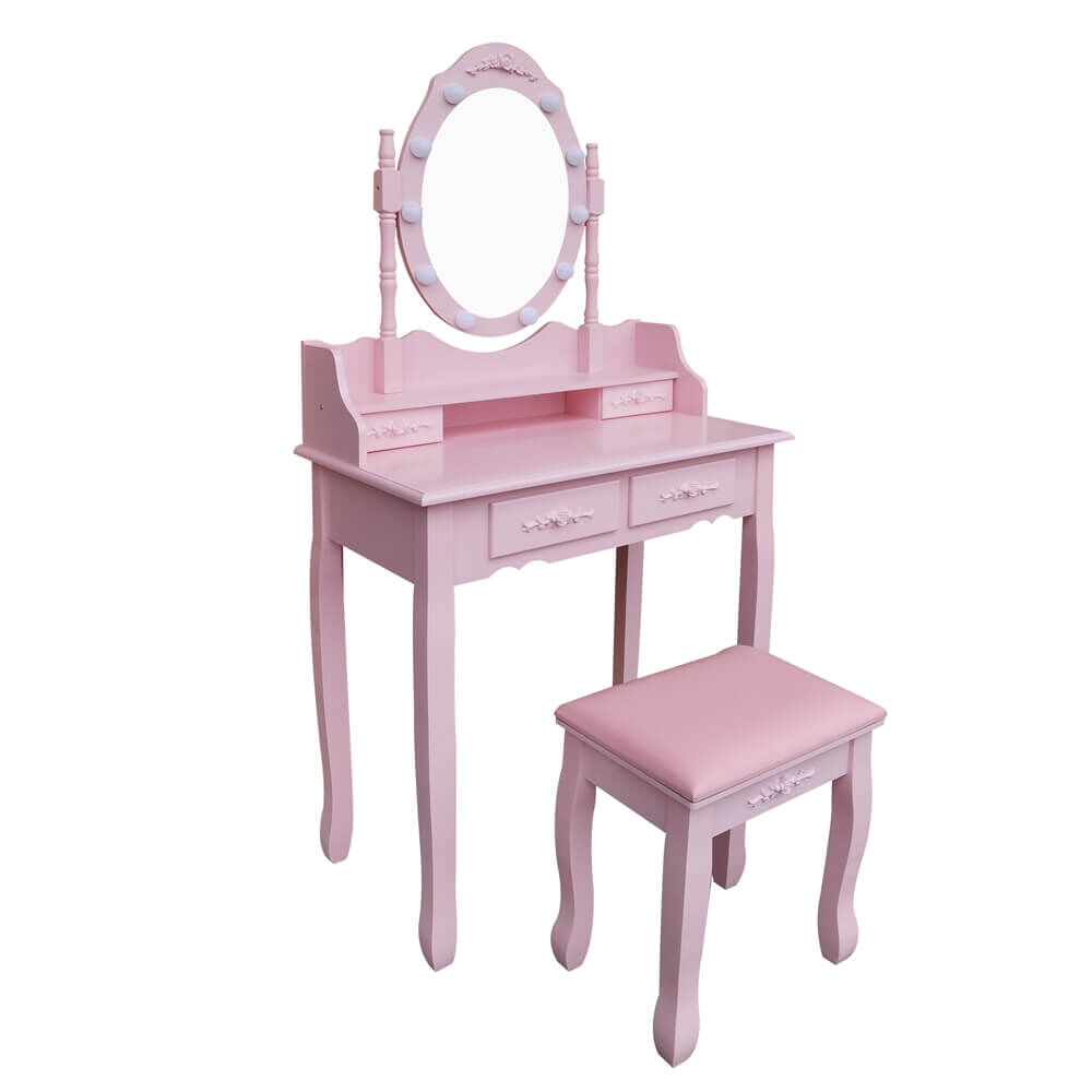 Schminktisch mit Spiegel und LED-Beleuchtung ROSY Rosa