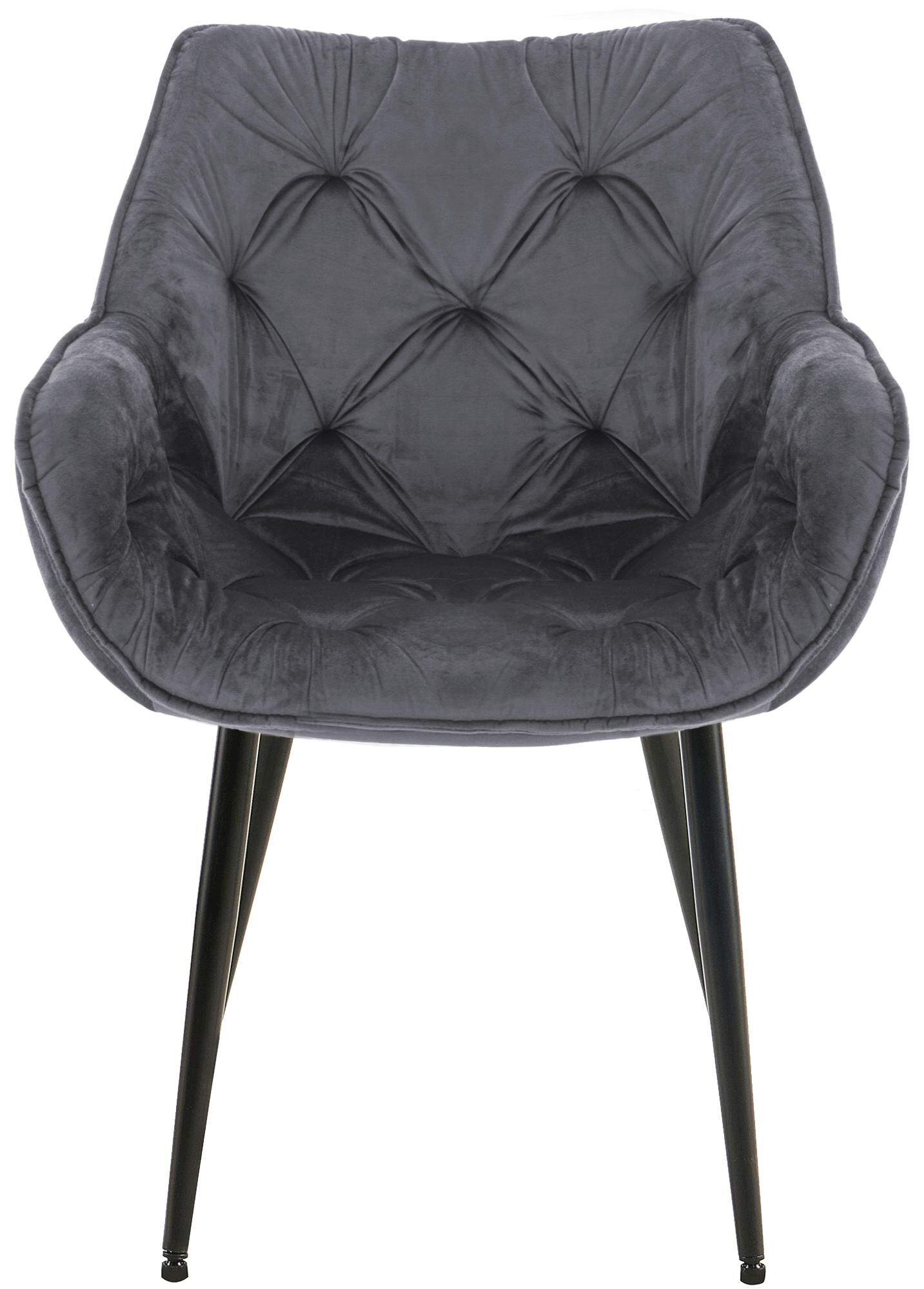 4er Set Stuhl Tanna Samt, dunkelgrau