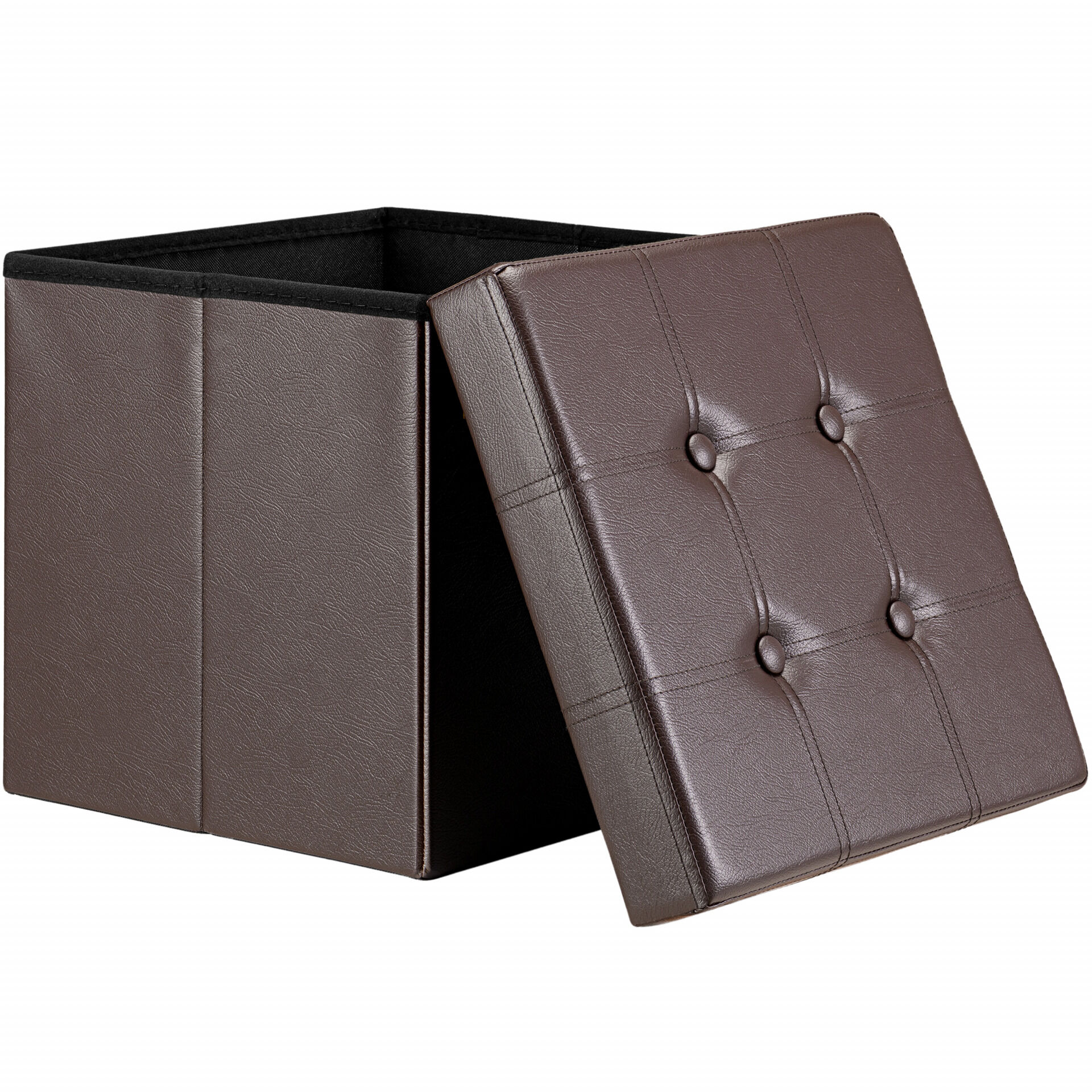 Sitzhocker Braun Kunstleder 38x38x38cm faltbar