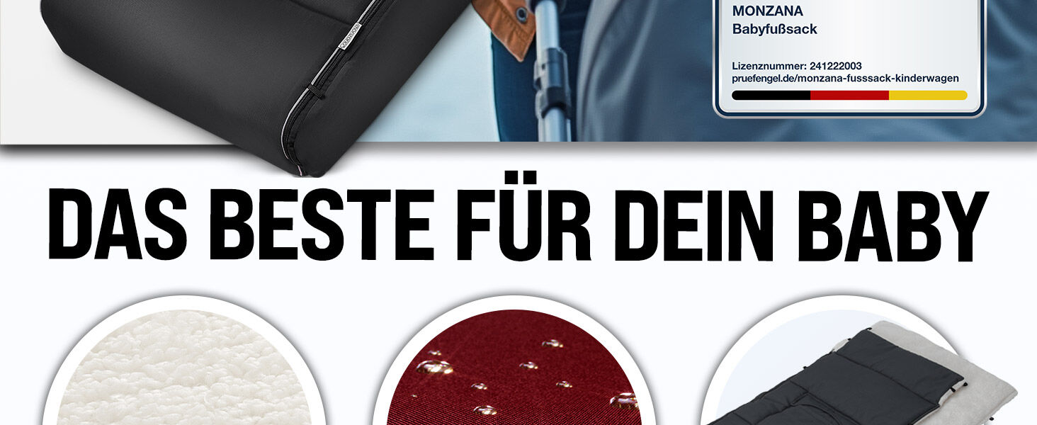 Babyfußsack Anthrazit gefüttert Kinderwagen geeignet