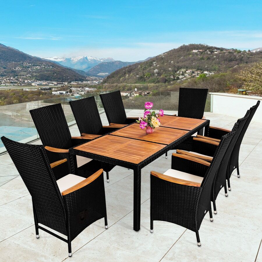Polyrattan Garten-Sitzgruppe Rio 9-tlg Schwarz