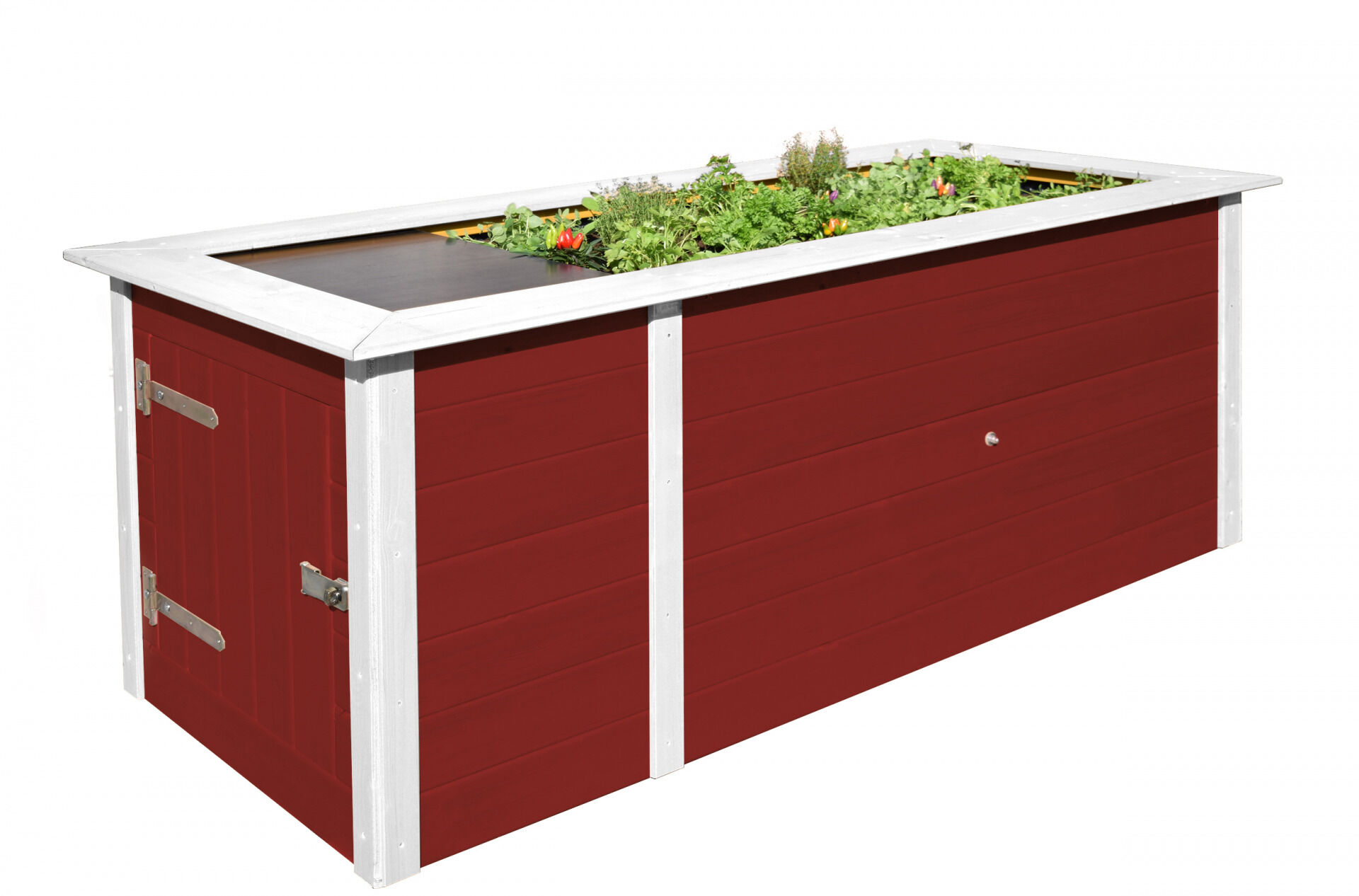 weka Profi-Hochbeet 669, schwedenrot/weiss, 21 mm, mit Ablagefläche und Abstellraum