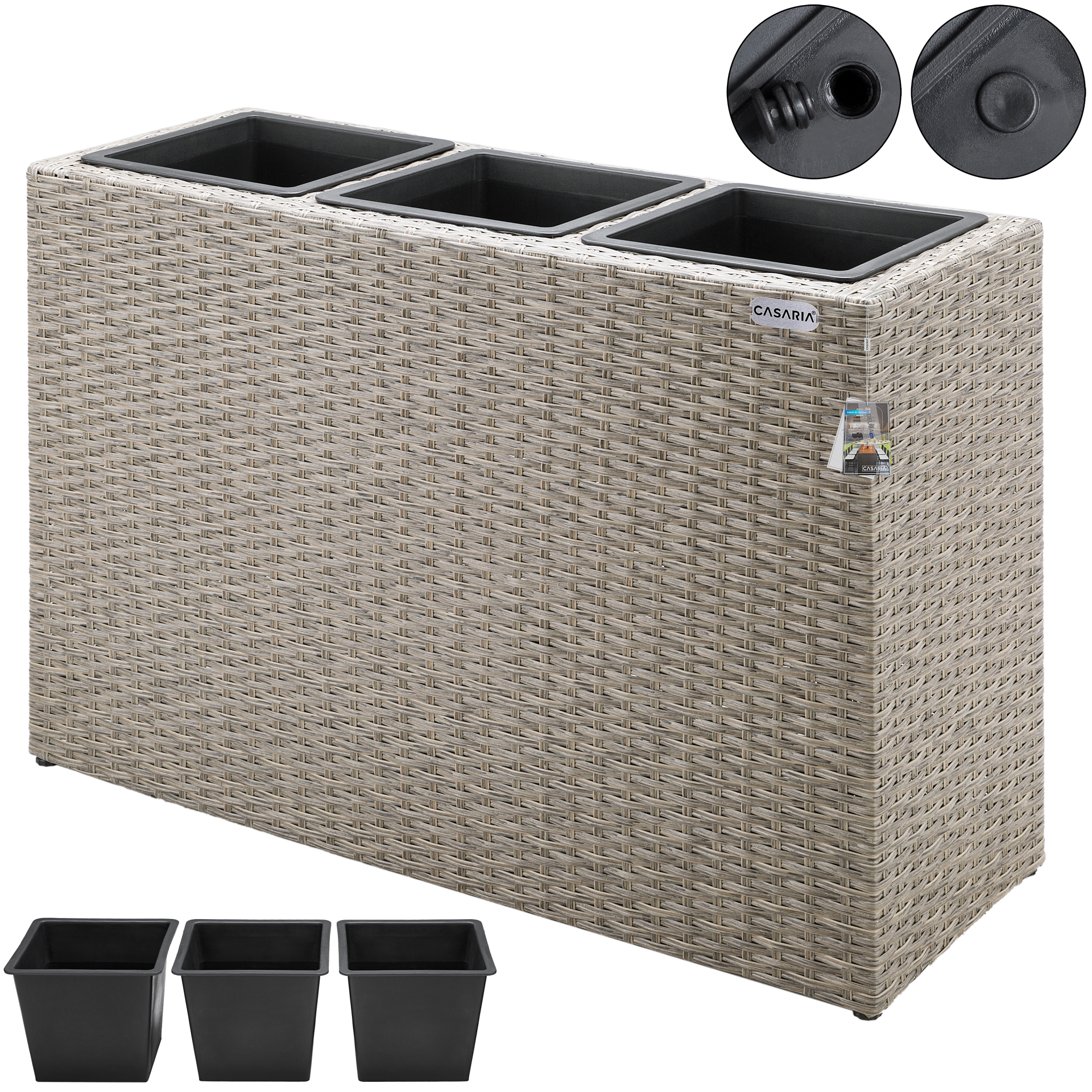 Polyrattan Blumentopf Creme 83x30,5x60cm