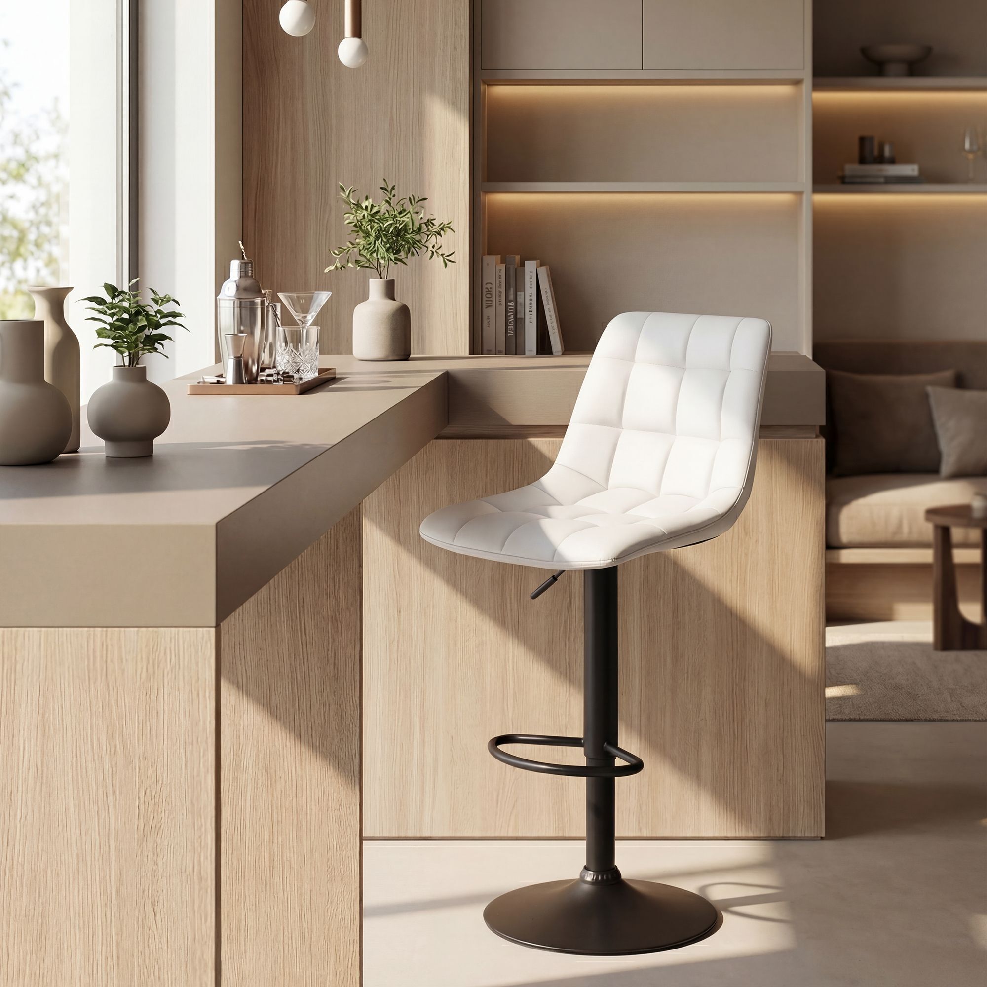 Barhocker Mapun Kunstleder, weiß